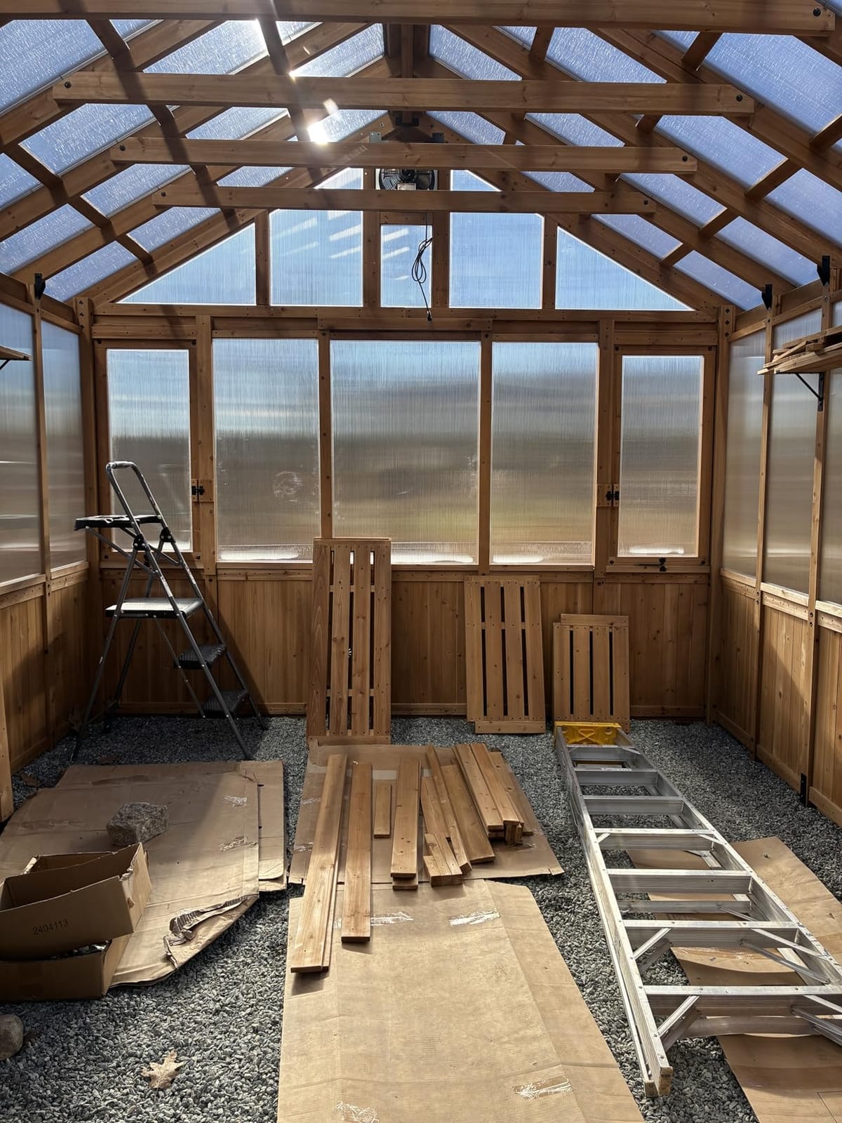 Backyard Discovery Bellerose XL 13' x 11' Cedar Wood and Polycarbonate Walk-in Greenhouse Kit with Pergola, Exhaust Fan, Windows, Hose Hook-Ups, PowerPort, Staging Shelves for Outdoor Gardening customer photo 2