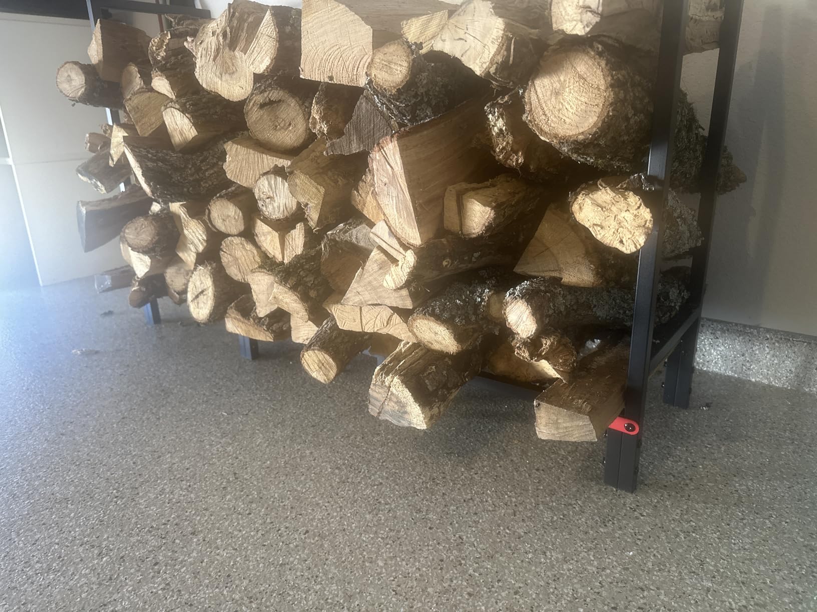 4FT Firewood Rack Indoor Outdoor with Log Carrier, Firewood Log Rack Holder with 4 Reinforced Metal Sheets for Fireplace Wood Storage, Heavy Duty Metal Pile Log Stand Stacker Holder for Patio Outdoor customer photo 1