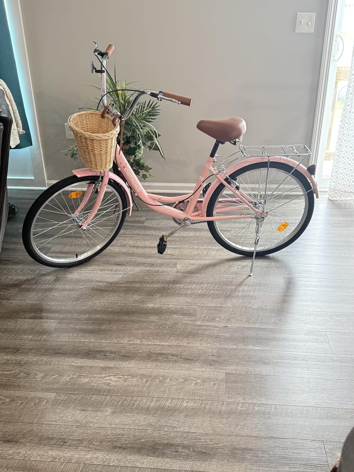 Max4out Women Bike Beach Cruiser Bike for Adult, 24 & 26 Inch Comfort Bikes with Rattan Front Basket, Womens Bicycle with Adjustable Seat and Dual V-Brake (Pink & White & Green & Purple & Black) customer photo 1
