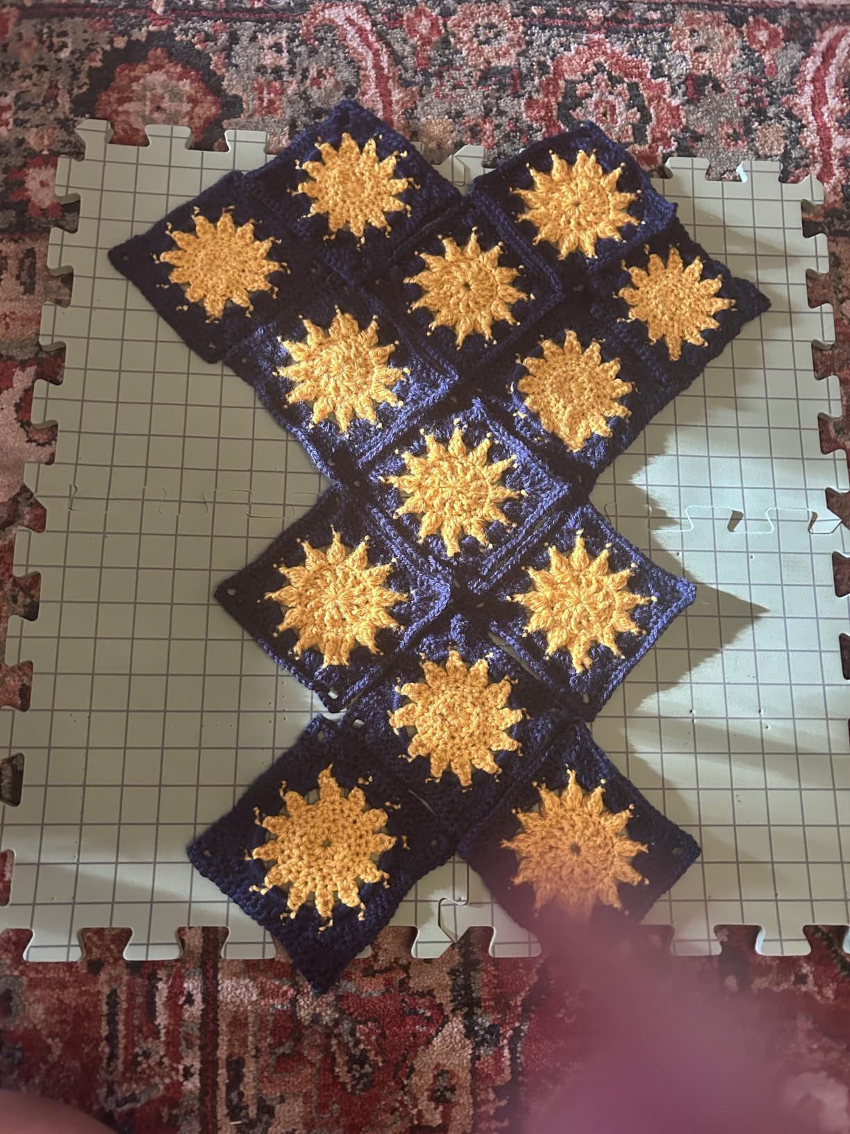 CraftyManor 9 PCS Blocking Mats for Knitting & Crochet Projects, Extra Thick Crochet Blocking Mat with 50 T- Pins, Knitting Board and Pins, Blue customer photo 2