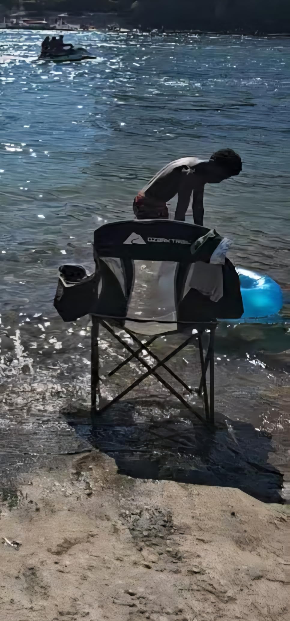 Romswi Oversized Camping Chairs,Heavy Duty Support 500 LBS,Padded Back & Arm Sport Chairs, Cup Holder Cooler Bag, Collapsible Folding Chairs for Outdoor, Fishing & Garden, Black,2-Pack customer photo 1