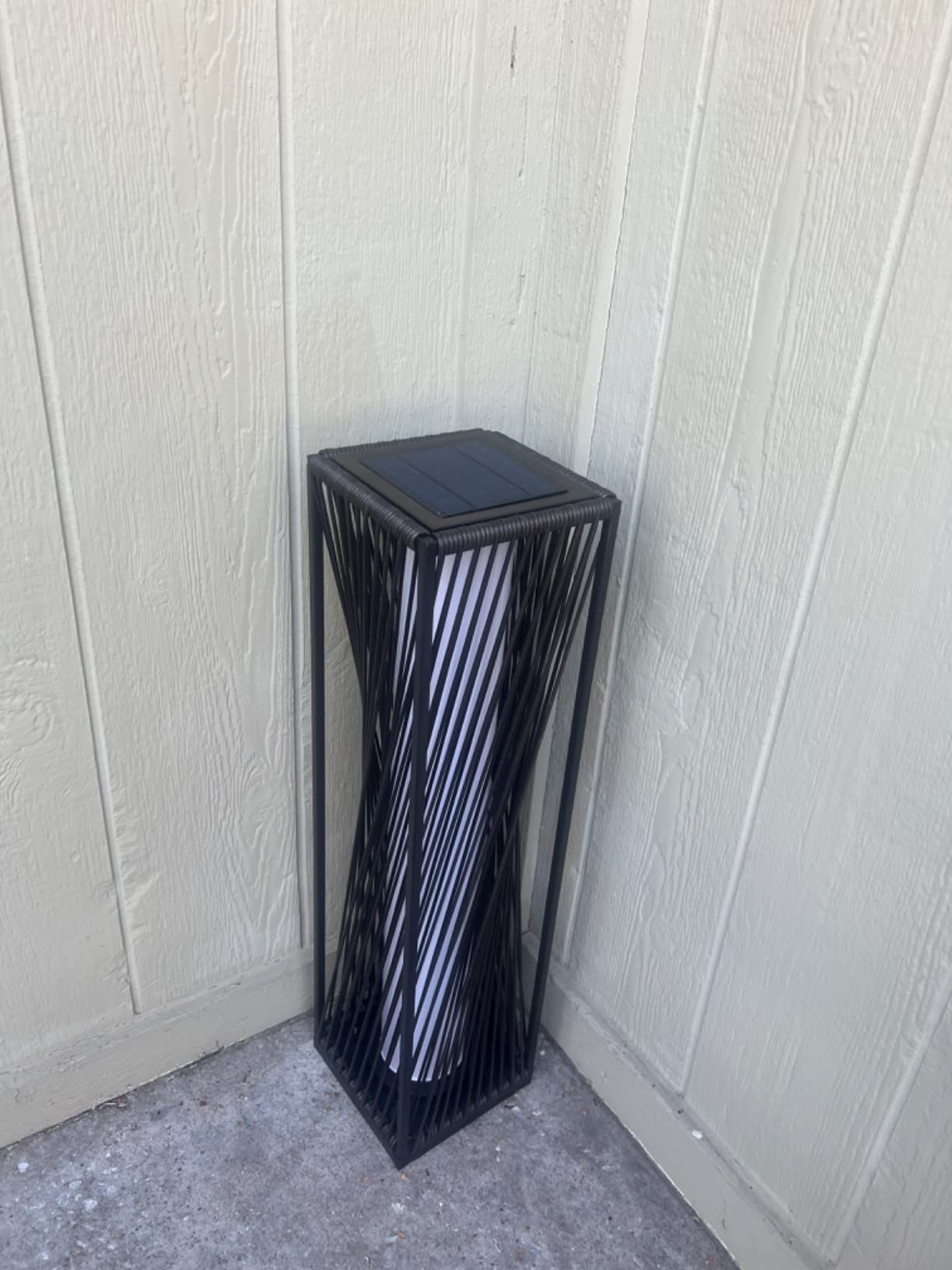 Solar Yard 2 Piece Outdoor Solar Floor Lamp Resin Wicker Solar Light Outdoor Waterproof for Yard, Garden, Pathway, Deck, Dazzle Dance (Brown 2 Piece) customer photo 1