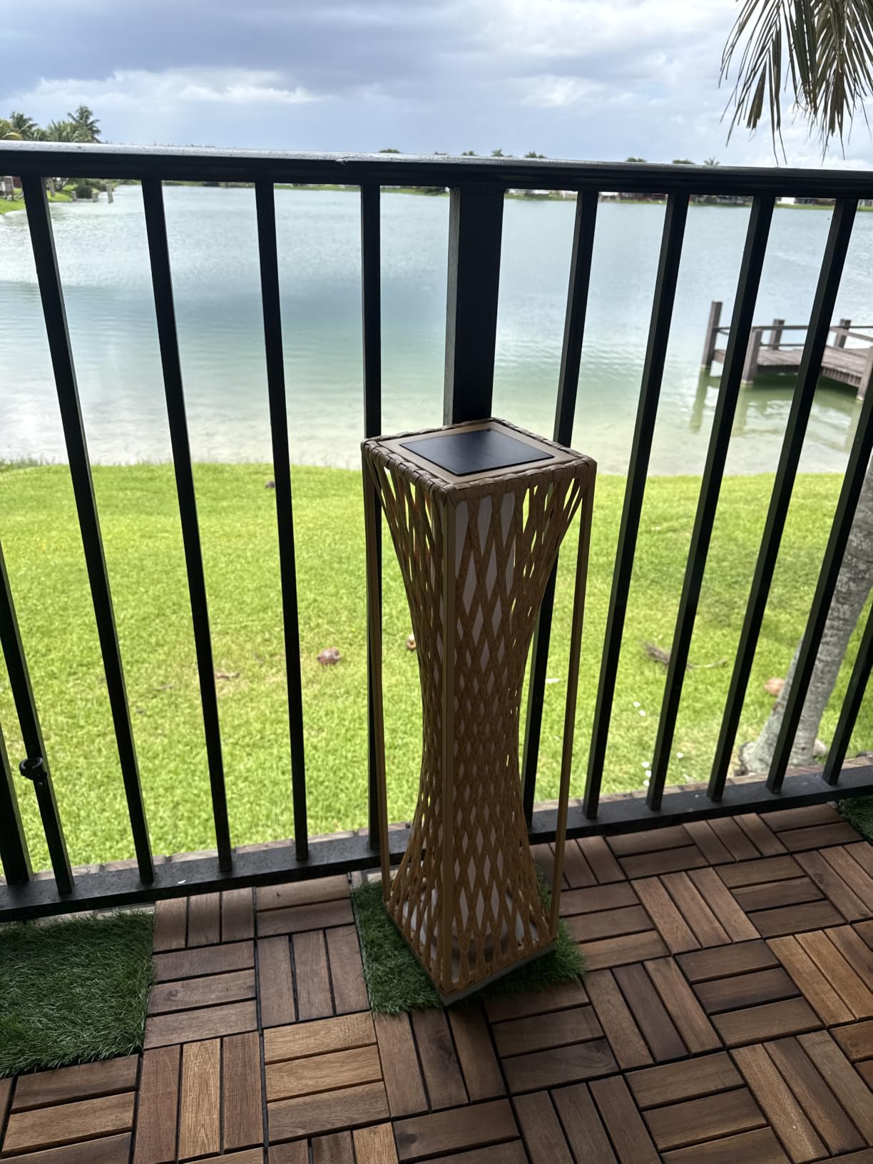 Solar Yard 2 Piece Outdoor Solar Floor Lamp Resin Wicker Solar Light Outdoor Waterproof for Yard, Garden, Pathway, Deck, Dazzle Dance (Brown 2 Piece) customer photo 2