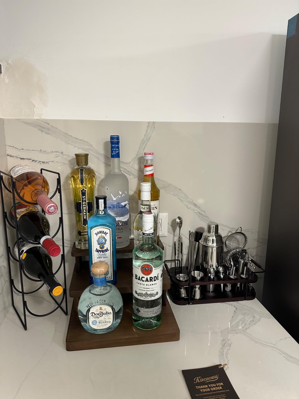 KITESSENSU Cocktail Shaker Set Bartender Kit with Stand | Complete 24-Piece Bar Set Cocktail Kit with All Bar Accessories: Martini Shaker, Jigger, Muddler | Drink Mixer Set for Home Bar Cocktails customer photo 2