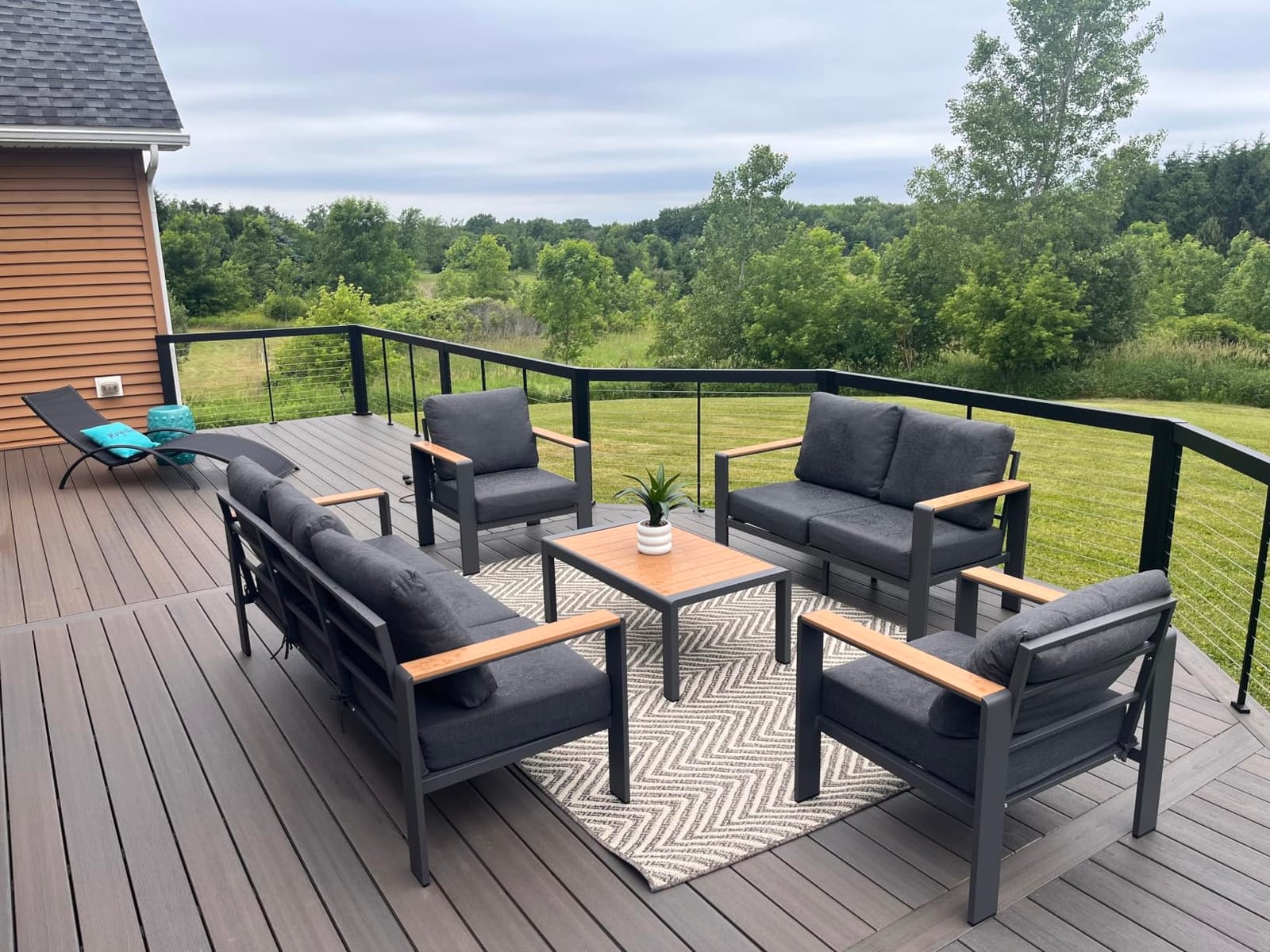 Aluminum Outdoor Patio Furniture, 3 Seats All-Weather Outdoor Patio Sofa with Washable Thick Cushion, Patio Sofa Couch for Porch, Balcony, Deck, Yard, Gray customer photo 2