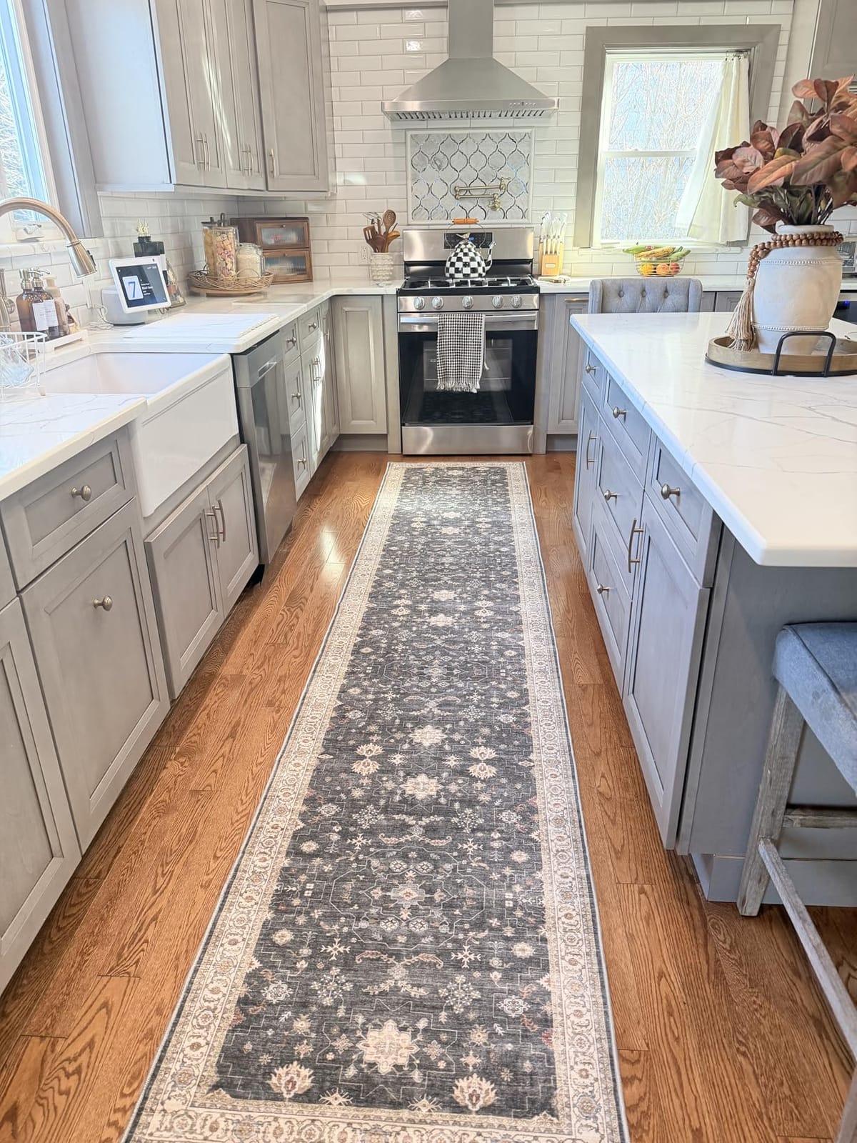 Washable Entryway Area Rug 2x3 - Small Entrance Rug Vintage Distressed Mat Oriental Non-Slip Non-Shedding Carpet Soft Thin Stain Resistant Indoor Floor Doormat for Bedroom Bathroom Kitchen (Beige,2x3) customer photo 1