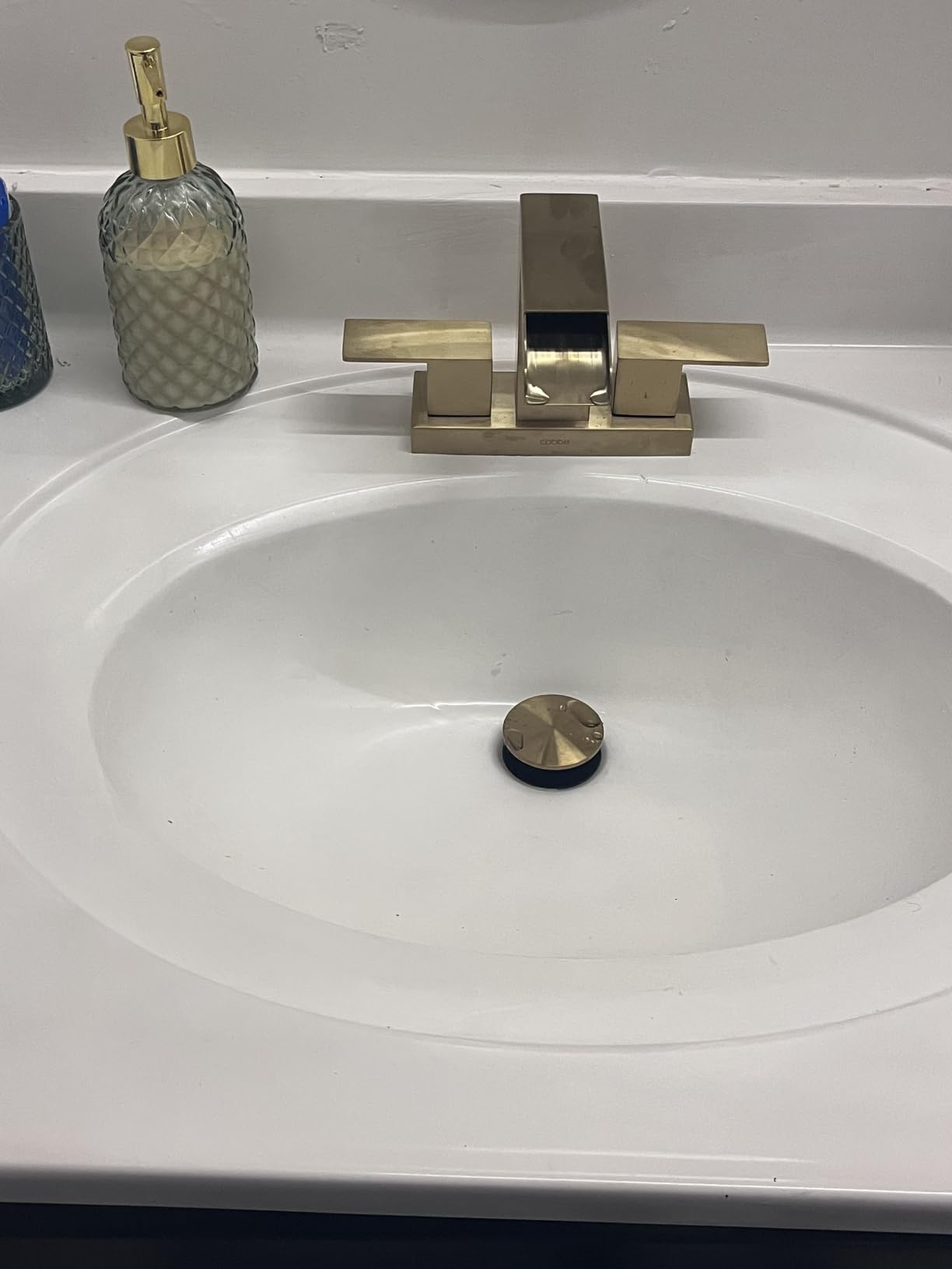 Cobbe Waterfall Bathroom Faucet, Matte Black 4 Inch Centerset 2 or 3 Hole | Bathroom Sink Faucet Square with Pop-Up Drain, 2 Handle and 2 Supply Hoses, Lead-Free Stainless Steel for Vanity Sink Rv customer photo 1