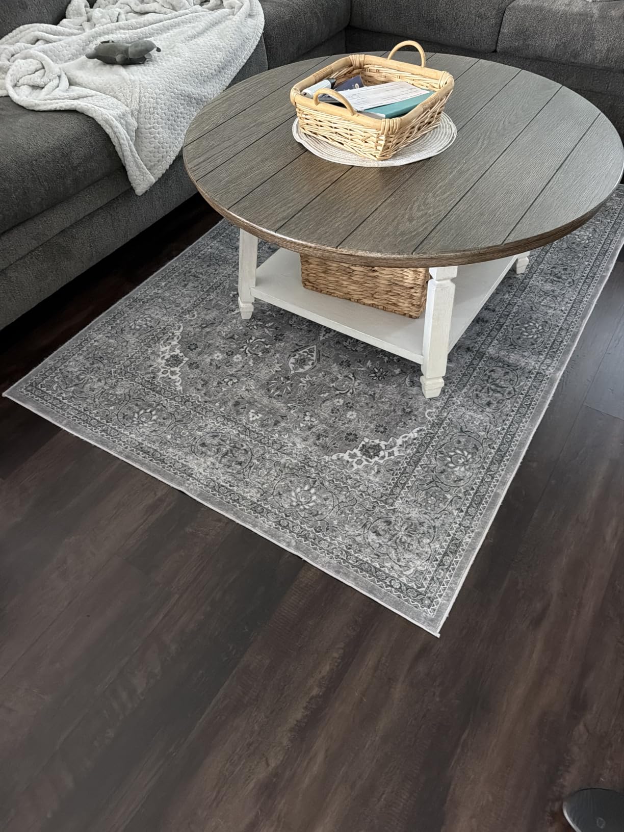 Goideal Washable Rug 5x7, Gray Area Rugs Non Slip, Indoor Low Pile Carpet with Rubber Backing for Living Room Kitchen Bathroom Entryway Office Bedroom customer photo 2