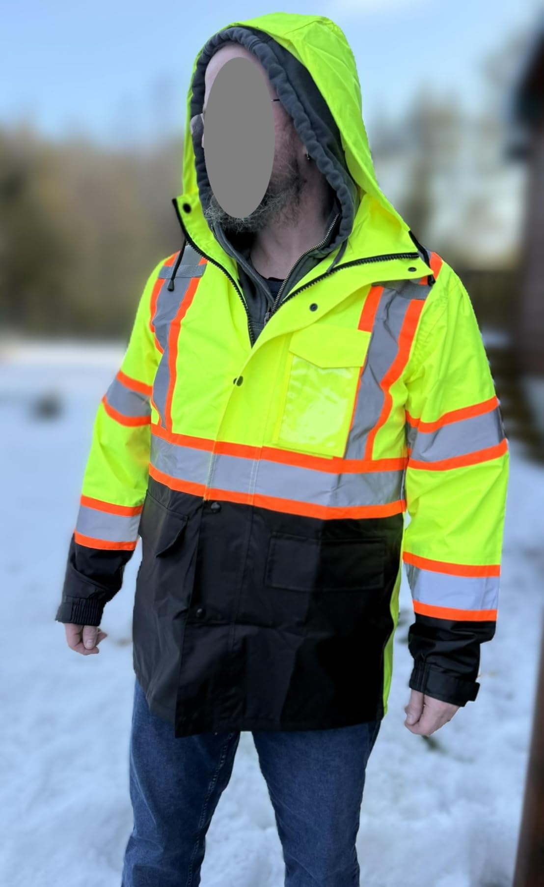 JKSafety Hi Vis Rain Jacket for Men Women Safety Rain Gear Black XL customer photo 2