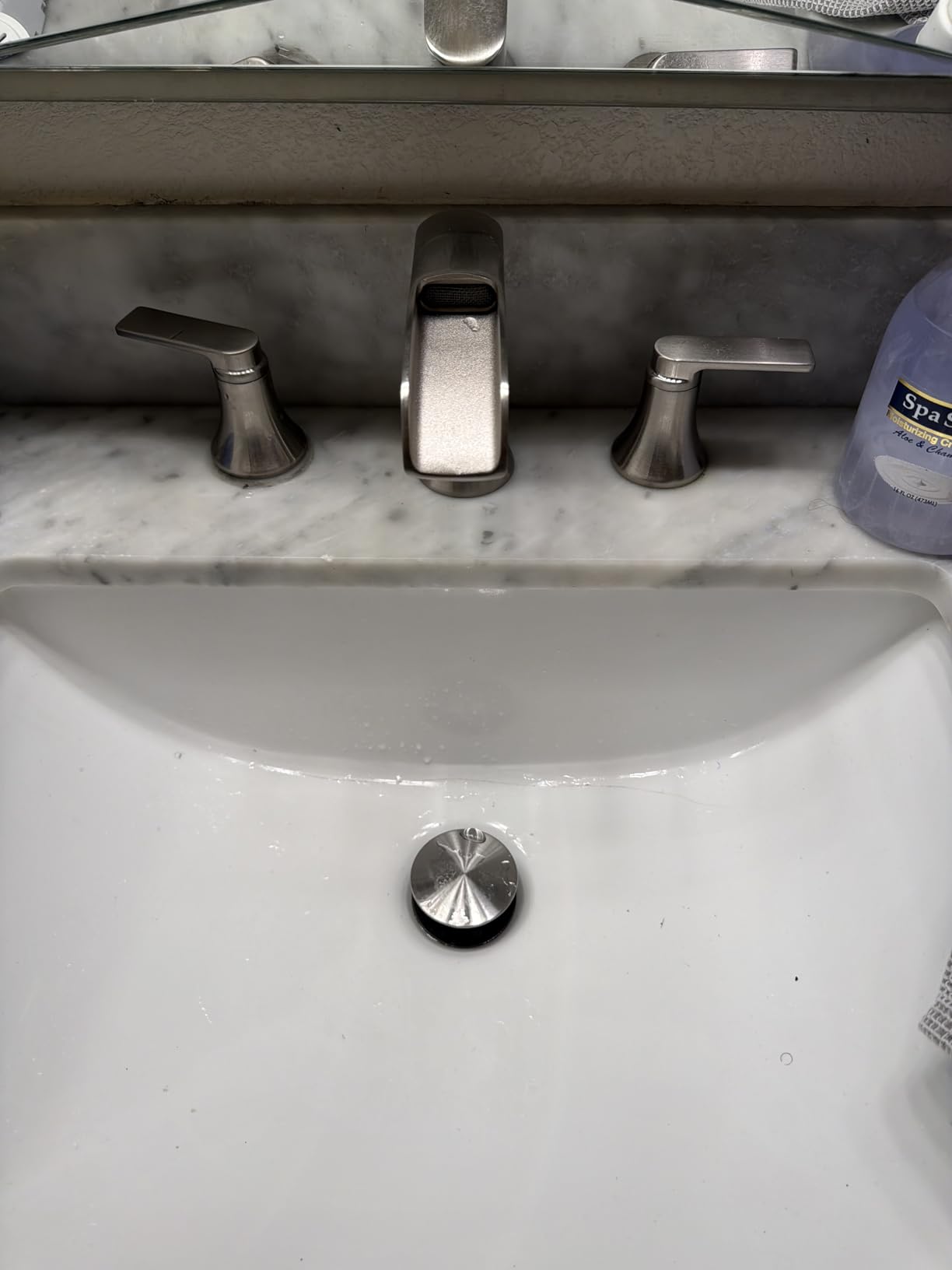 Brushed Nickel Bathroom Faucet 3 Hole, 4-8 Inch Waterfall Bathroom Sink Faucet Widespread with Drain & cUPC Supply Hose, 2 Handles for Vanity, Lavatory, Restroom, Brass Material, 10 Mins Install customer photo 1