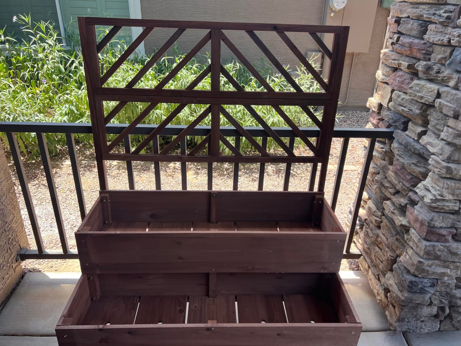 Raised Garden Bed with Trellis & 2 Planter Boxes, 2-Tier Outdoor Wooden Elevated Planter Box with Legs & Drainage Holes, Gardening Planters for Flowers, Herbs, Vegetables & Fruits(Brown) customer photo 1