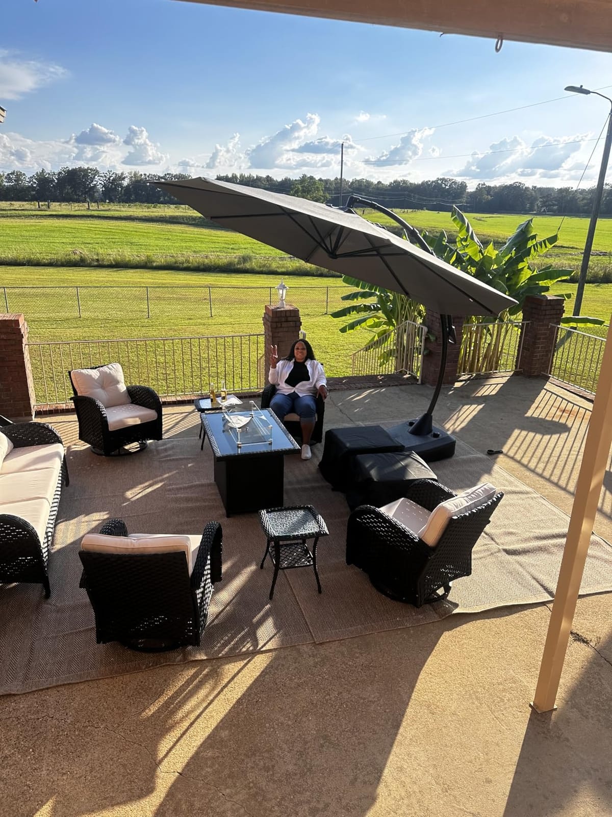 LayinSun 10 Pieces Outdoor Patio Furniture Set with Fire Pit Table | Rattan Wicker Sectional Swivel Rocker Chairs Sets customer photo 1