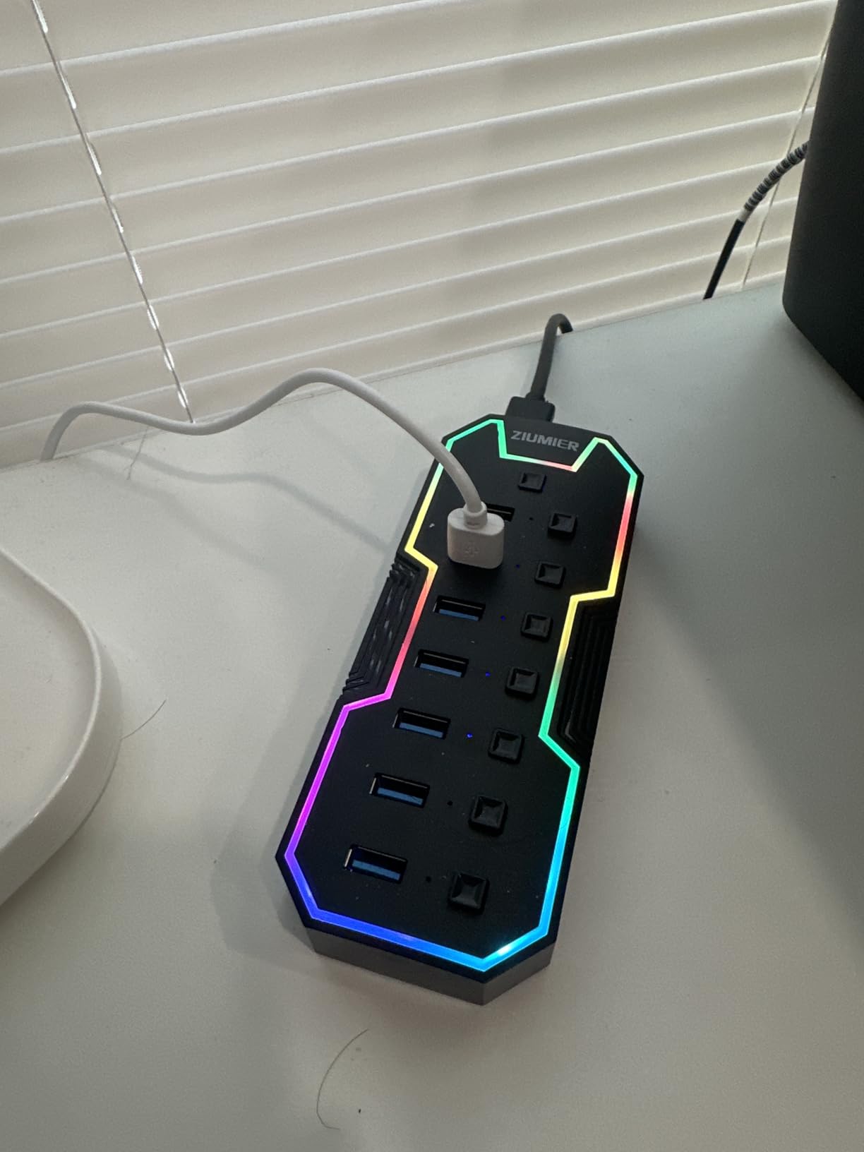 USB Hub 7 Port, RGB LED Strip USB Splitter for Laptop Gaming customer photo 2