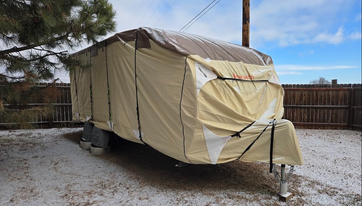 Umbrauto Class A RV Cover 34' ~ 37' - Upgraded Heavy-Duty 9-Layers Top Class A Motorhome Cover, Windproof & Breathable Toy Hauler Travel Trailer Covers Includes 3 Extra Straps & Gutter Covers customer photo 2