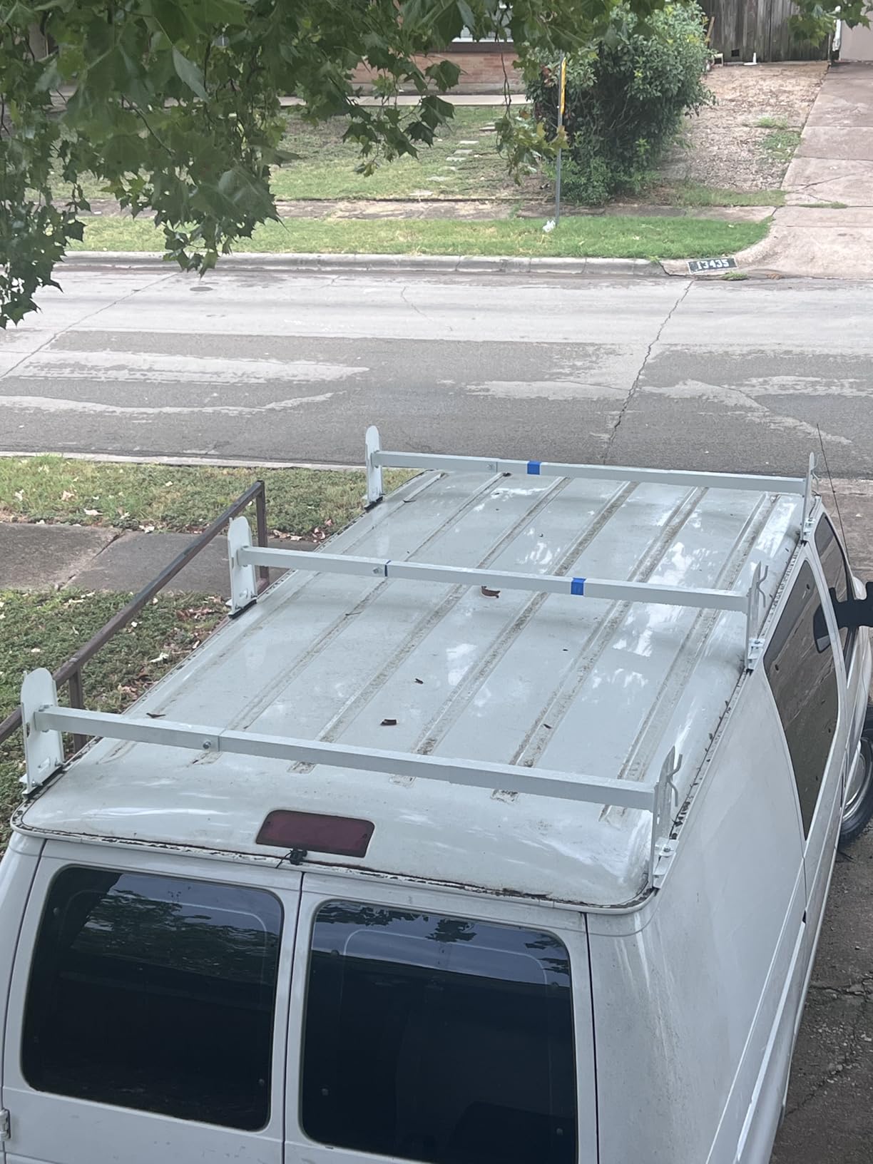 Universal Van Roof Ladder Rack, White, 2 Bar Set | Adjustable Length 41.5''- 70'', Fit for Chevy Express 1500 2500 3500 Ford Econoline GMC Savana Cargo Vans with Rain Gutter customer photo 2