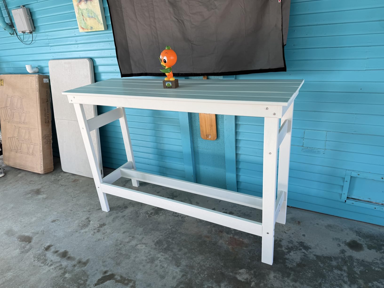 SERWALL Outdoor Bar Set, 2 Adirondack Bar Chairs & Bar Height Table, Blue customer photo 1