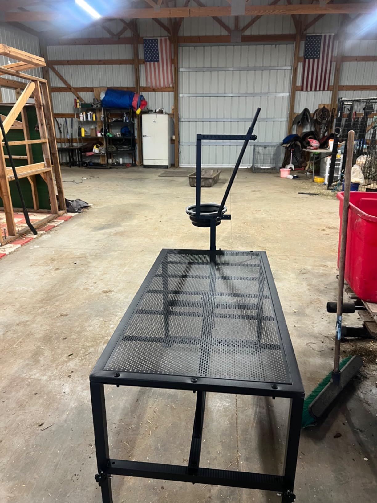600 LBs Goat Stand with Feed Bin, Goat Milking Stand for Sheep Trimming and Milking, Hoof Trimming Stand Adjustable Size, with Feeder, Iron Blue customer photo 1
