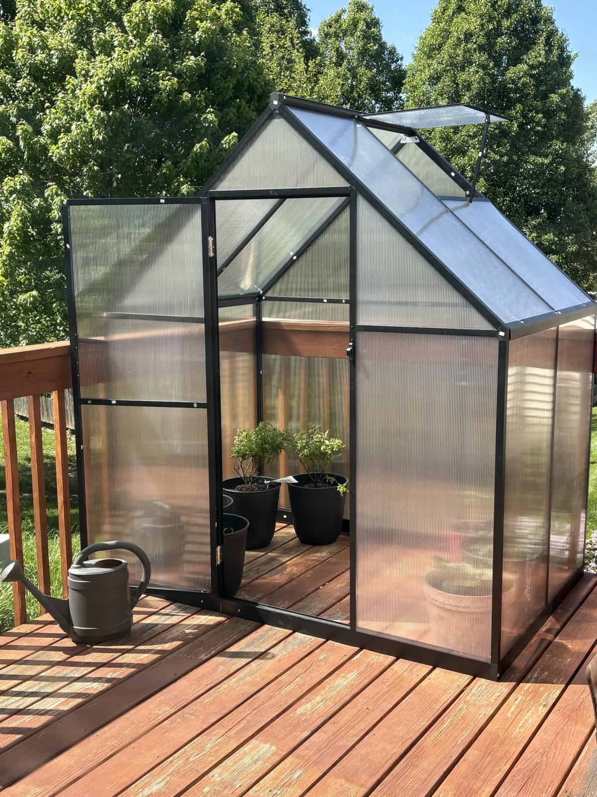 8X14FT Enhanced Aluminum Walk-in Greenhouse for Outdoors with Thermometer customer photo 1