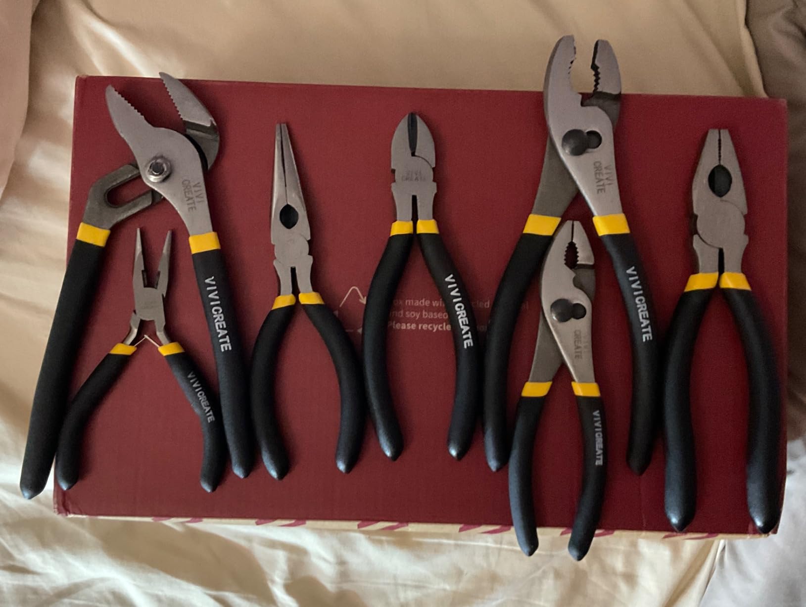 Vivicreate 7 Piece Pliers Set Heavy Duty Hand Tool Set with 8 Inch Groove Joint 8 Inch and 6 Inch Slip Joint 7 Inch Linesman 6 Inch Diagonal and Long Nose Pliers for Home Garage DIY Repair customer photo 1