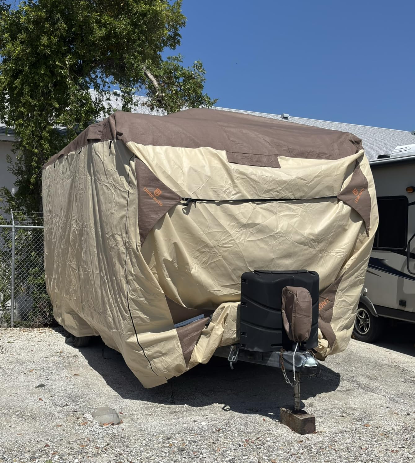 Umbrauto Travel Trailer RV Cover 30' ~ 33' - Upgraded 9-Layers Top Camper Cover, Waterproof & Windproof Heavy Duty Toy Hauler RV Cover for Winter Snow with Tongue Jack Cover, Gutter Covers customer photo 1