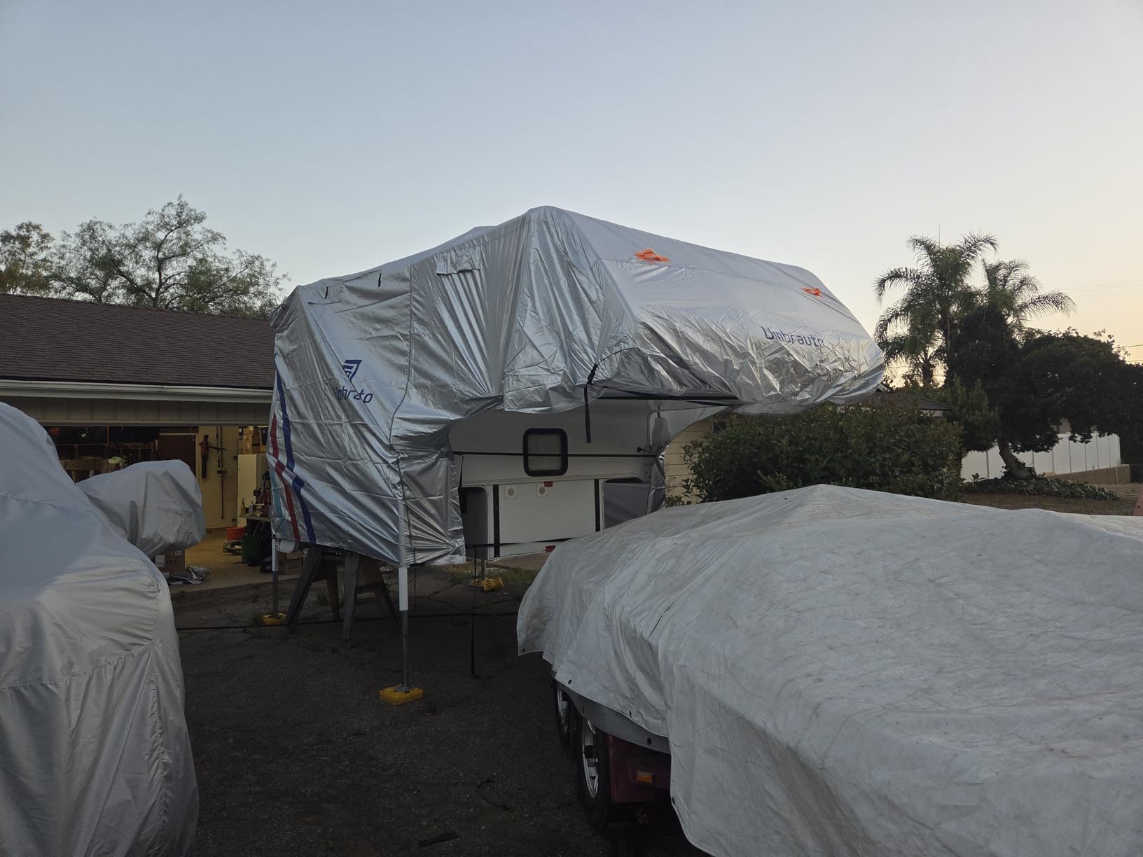 Umbrauto Travel Trailer RV Cover 30' ~ 33' - Upgraded 9-Layers Top Camper Cover, Waterproof & Windproof Heavy Duty Toy Hauler RV Cover for Winter Snow with Tongue Jack Cover, Gutter Covers customer photo 2