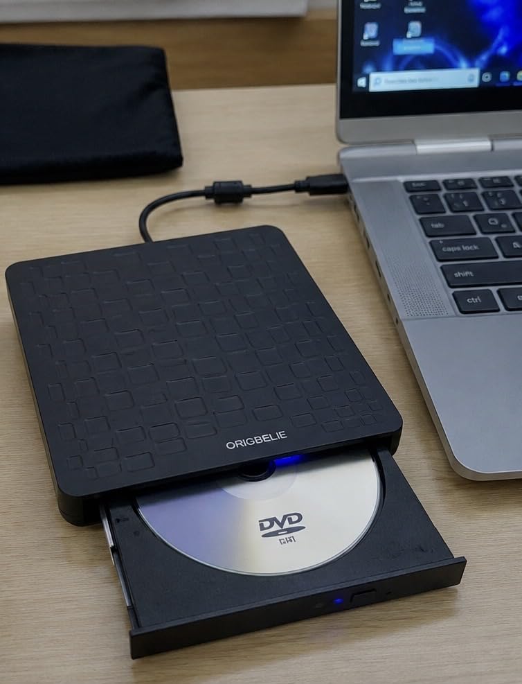 ORIGBELIE External CD DVD Drive for Laptop, USB 3.0 Type-C 13mm DVD Player customer photo 1