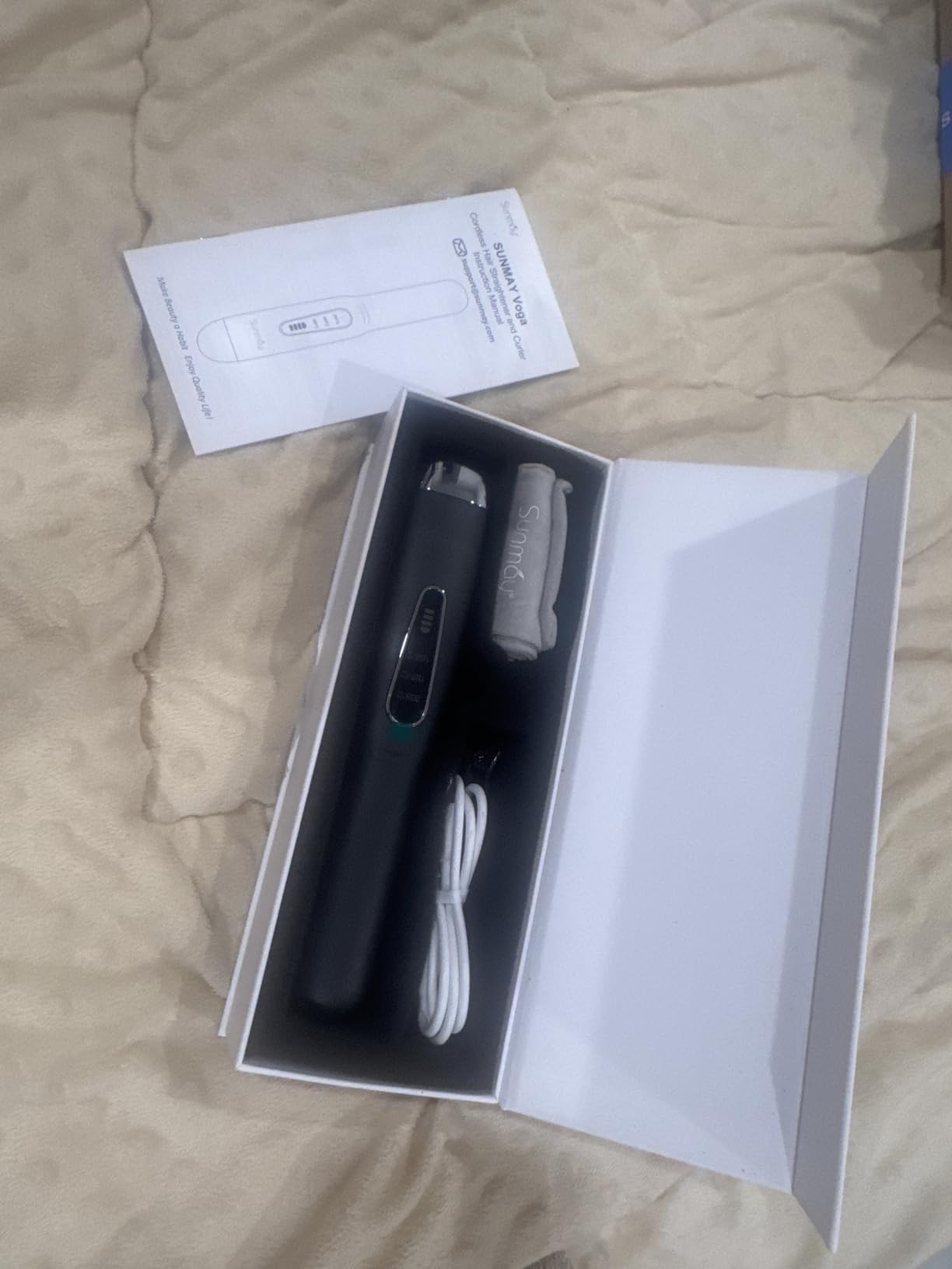 SUNMAY Cordless Hair Straightener, Portable Mini Flat Iron Hair Straightener for Travel, 20s Fast Heating, 5000mAh USB-C Rechargeable, Dual Voltage Hair Straighteners and Curlers 2 in 1 for Women customer photo 1