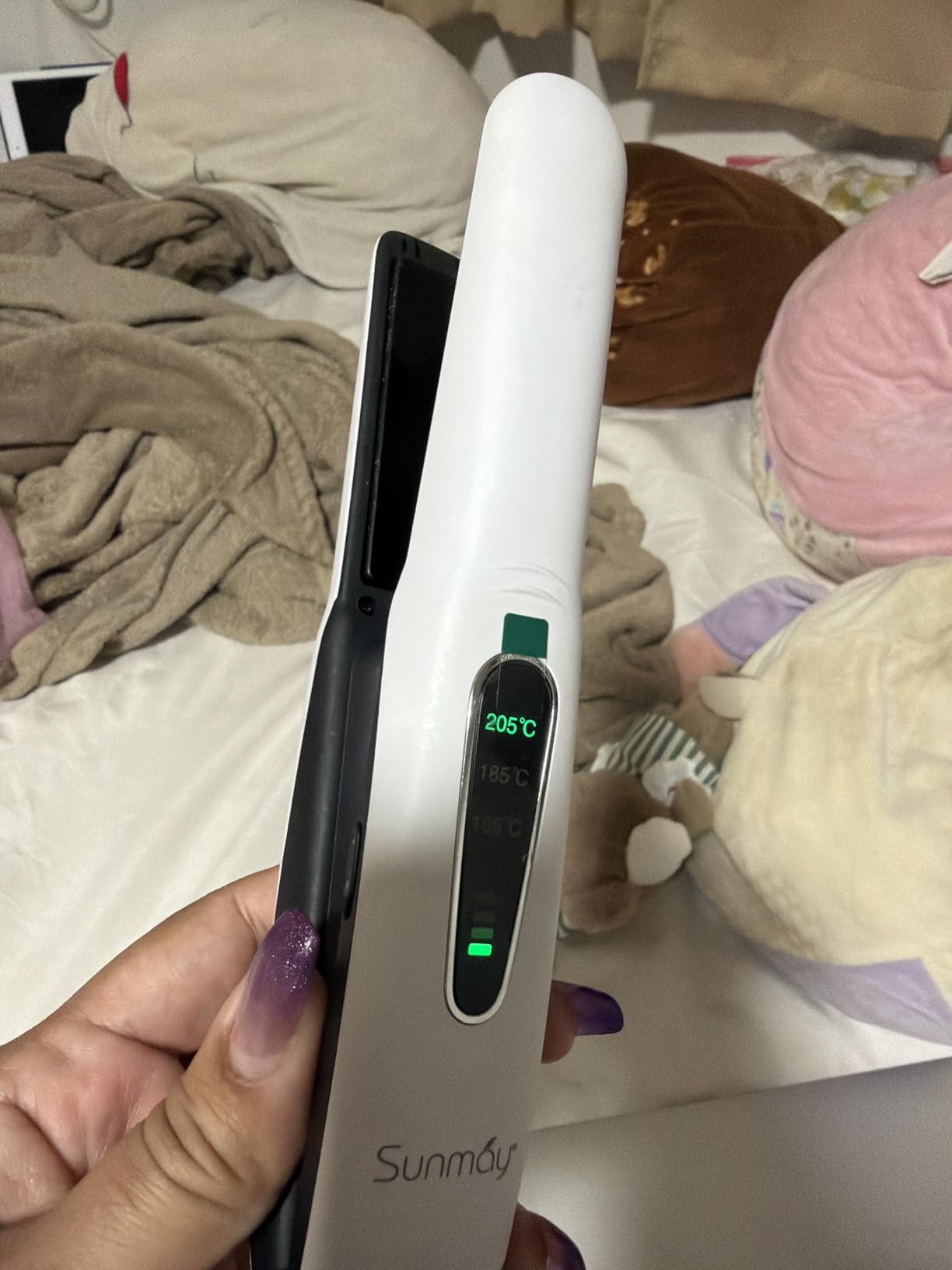 SUNMAY Cordless Hair Straightener, 0.85 Inch Titanium Portable Hair Straightener for Travel, Cordless Mini Flat Iron Hair Straighteners and Curlers 2 in 1, Dual Voltage, On-The-Go & 20S Fast Heat Up customer photo 1