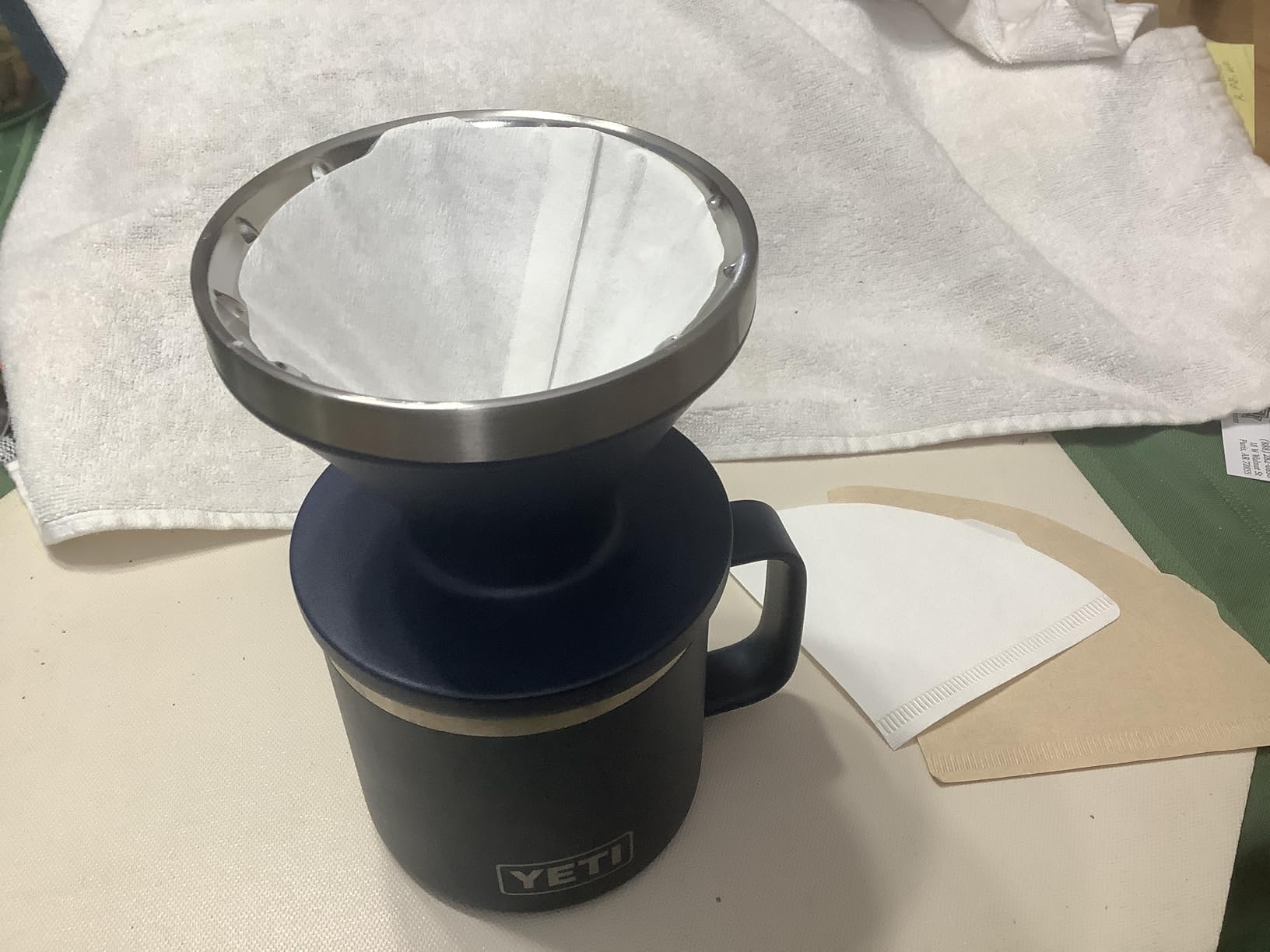 YETI Pour Over Coffee Maker Accessory Ramblers, Designed for Perfect Coffee Extraction Anywhere, Stainless Steel, fits any V60 Filter, Navy customer photo 1