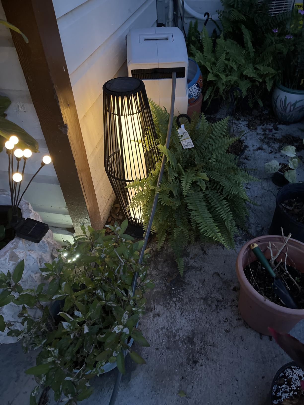 TRIROCKS Outdoor Floor Lamp 2 Piece Solar Powered Lantern Wicker Solar Patio Lamp with Olifen Rope Waterproof Rattan Outside Solar Deck Light for Patio Garden Lawn Yard (Black) customer photo 2