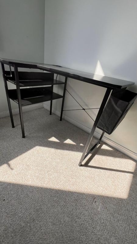 Acrolix L Shaped Gaming Desk 40 Inch - Computer Corner Desk with Power Outlets, Reversible Shelves & Storage Bag for Home Office, PC Gaming Table, Black Carbon customer photo 1