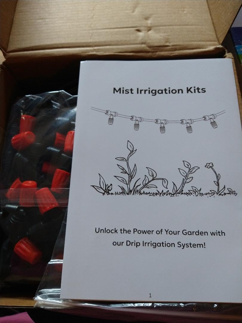 75FT Drip Irrigation System - Easy to Assemble Quick Plug Adjustable Spray Volume Garden Watering/Misting Cooling System with 1/4
