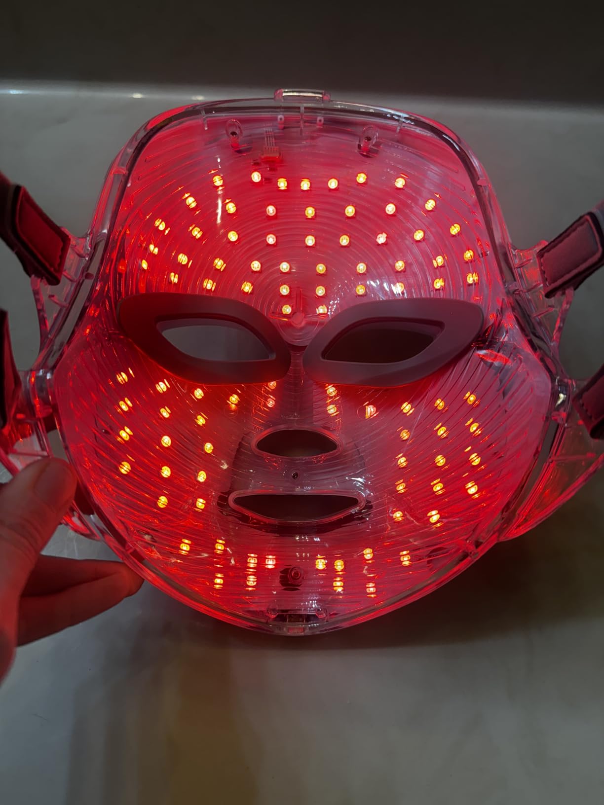 7-1 Colors Red Light Therapy For Face，LED Facial Skin Care Mask,Red Light Mask for Face, LED Facial Mask Light,Salon or Home,White. customer photo 2