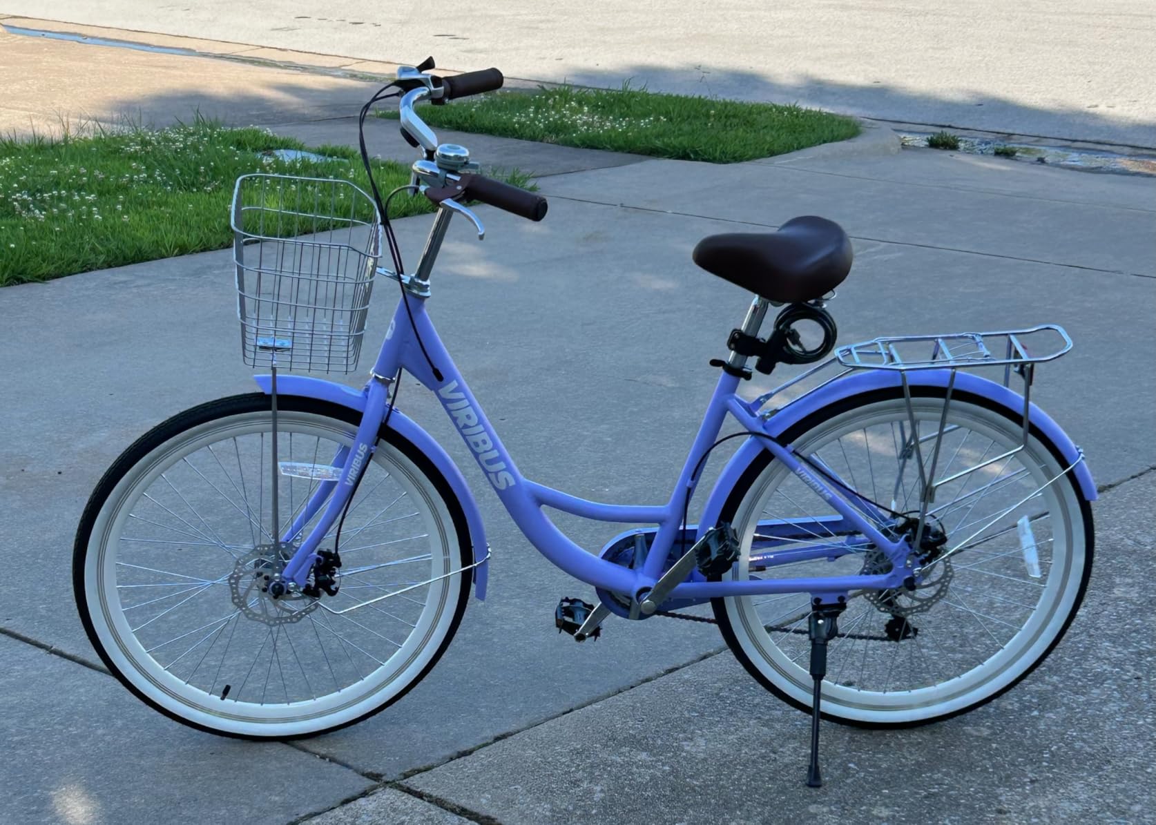 VIRIBUS Womens Bike, Lightweight Aluminum Beach Cruiser Bike for Women 7 Speed 24/26inch with Front Basket & Rack, Step-Through City Commuter Bicycle for Ladies Seniors customer photo 1