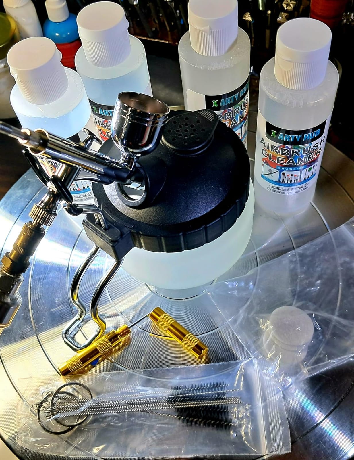 X ARTY HUB Airbrush Cleaning Kit, 16.2 fl oz Cleaner, Cleaning Pot & Tools customer photo 2