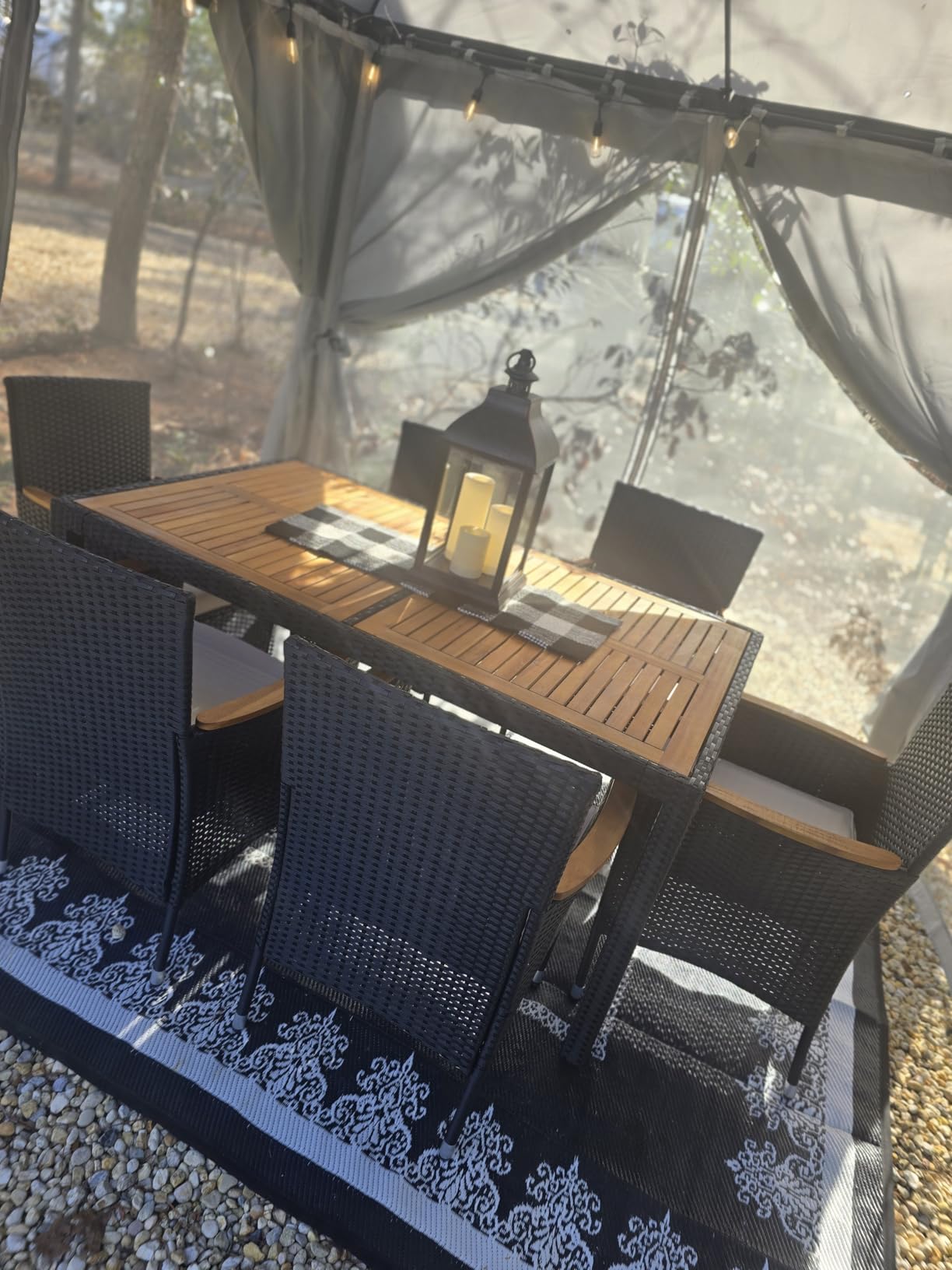 Yaheetech 7 Piece Patio Furniture Set, Outdoor Dining Acacia Wood Table Top customer photo 2
