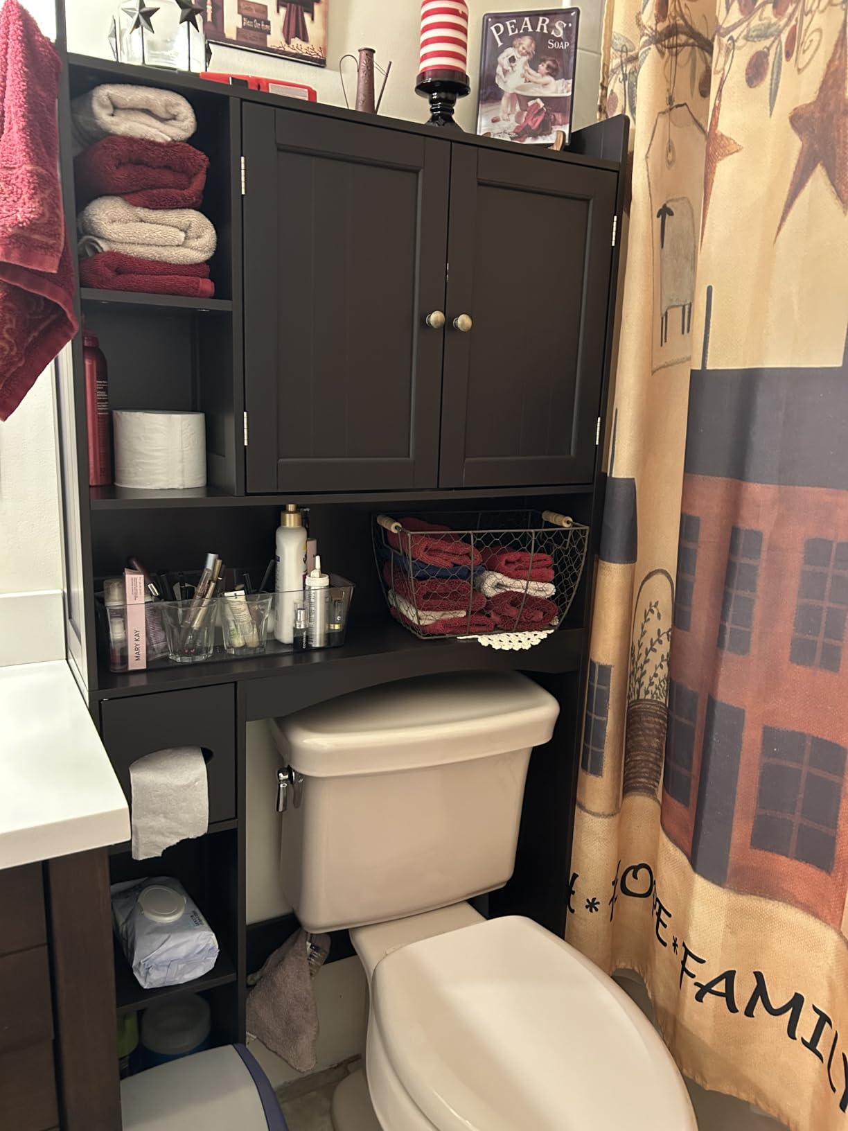 Gizoon 66''H Over The Toilet Storage Cabinet, with Ample Storage Space | Over Toilet Bathroom Organizer, with 2 Doors for Storage, Adjustable Shelf, 2 Hooks, Paper Holder, for Bathroom, Laundry customer photo 1