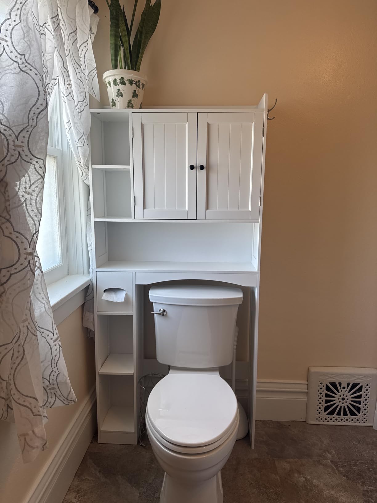Gizoon 66''H Over The Toilet Storage Cabinet, with Ample Storage Space | Over Toilet Bathroom Organizer, with 2 Doors for Storage, Adjustable Shelf, 2 Hooks, Paper Holder, for Bathroom, Laundry customer photo 2