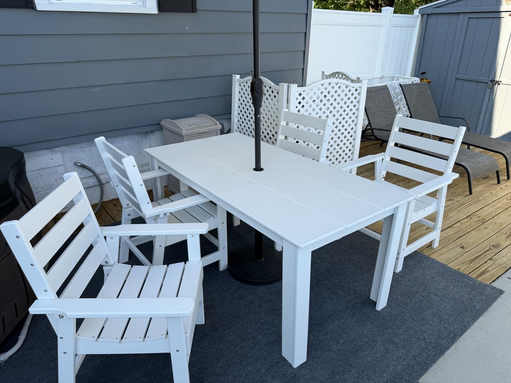 GREENVINES 7-piece Outdoor Dining Set, HDPE Table & 6 Chairs, Gray | Heavy Duty Patio Furniture | All Weather | w/ Umbrella Hole | Waterproof | Low Maintenance for Deck Garden & Backyard customer photo 2
