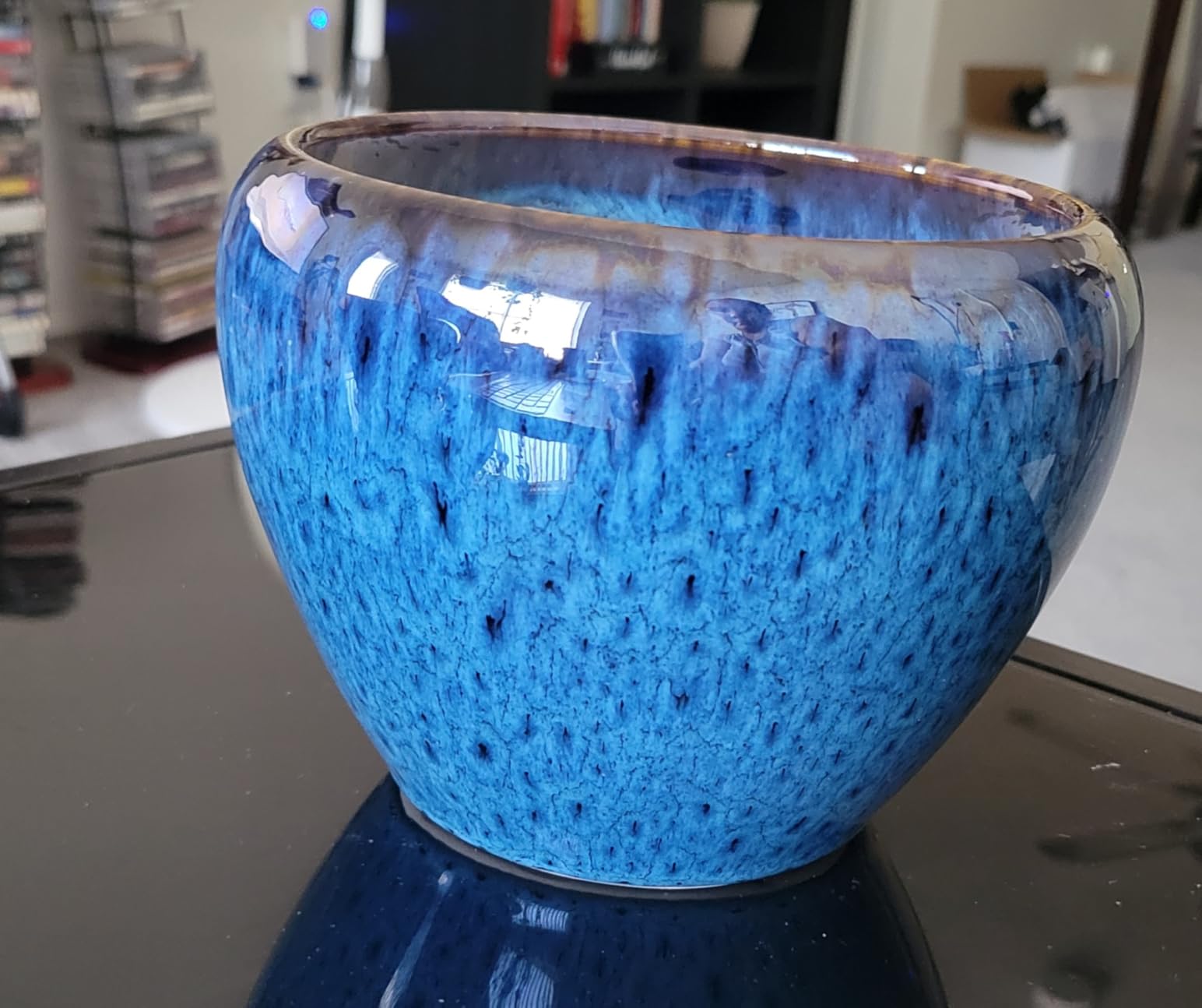 Deep Dream 6 Inch Plant Pots- Ceramic Planter Pot with Drainage Hole and Saucer, Round Flower Pot for Indoor Outdoor Succulent, Snake Plants and Cactus, Blue customer photo 1