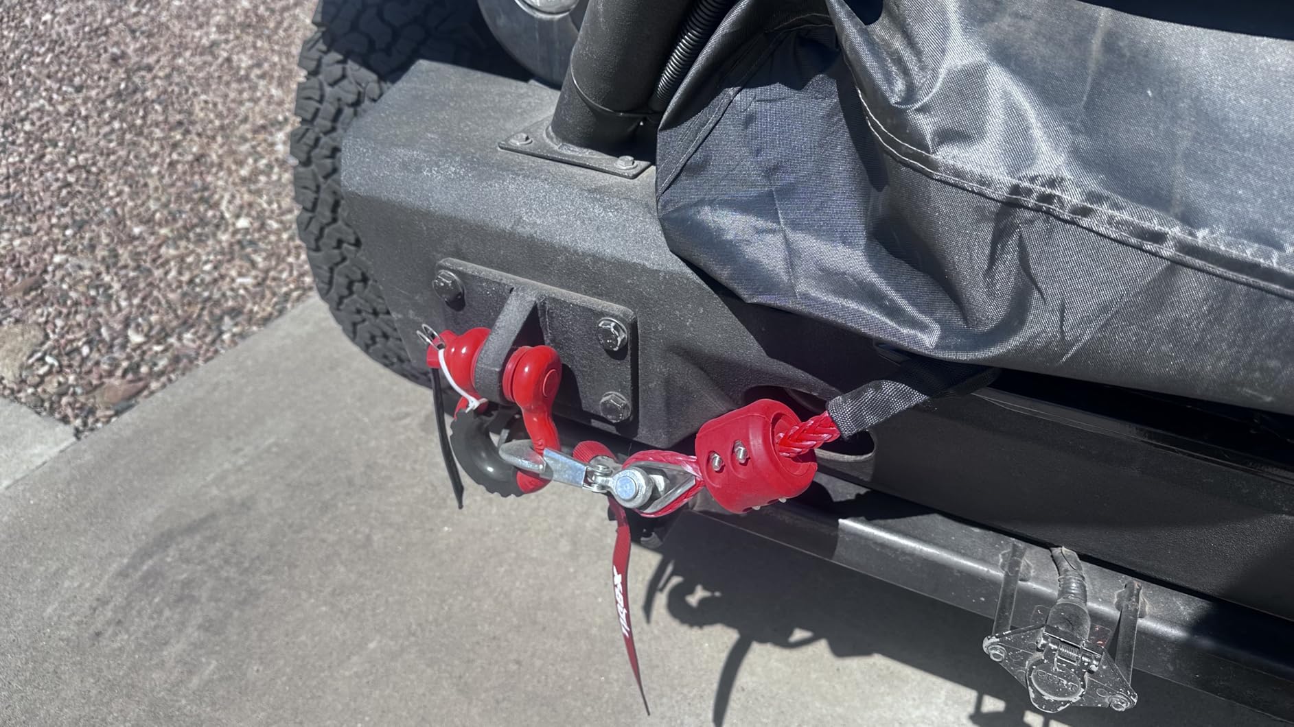 Bonison Synthetic Winch Rope Kit, 1/4 in x 50 ft, 10,000 lb Break Strength | Includes Forged Hook, Rubber Stopper, Red Safety Pull Strap and Protective Sleeve for ATV, UTV, SUV and Small Truck Winches customer photo 1