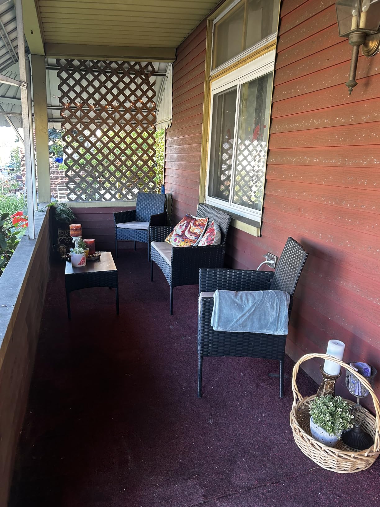 Gotland 4-Piece Outdoor Patio Furniture Set, Wicker Rattan Chairs & Sofa with Cushions and Glass Coffee Table, Conversation Set for Backyard, Lawn, Porch, Pool, Garden (Navy-2) customer photo 2
