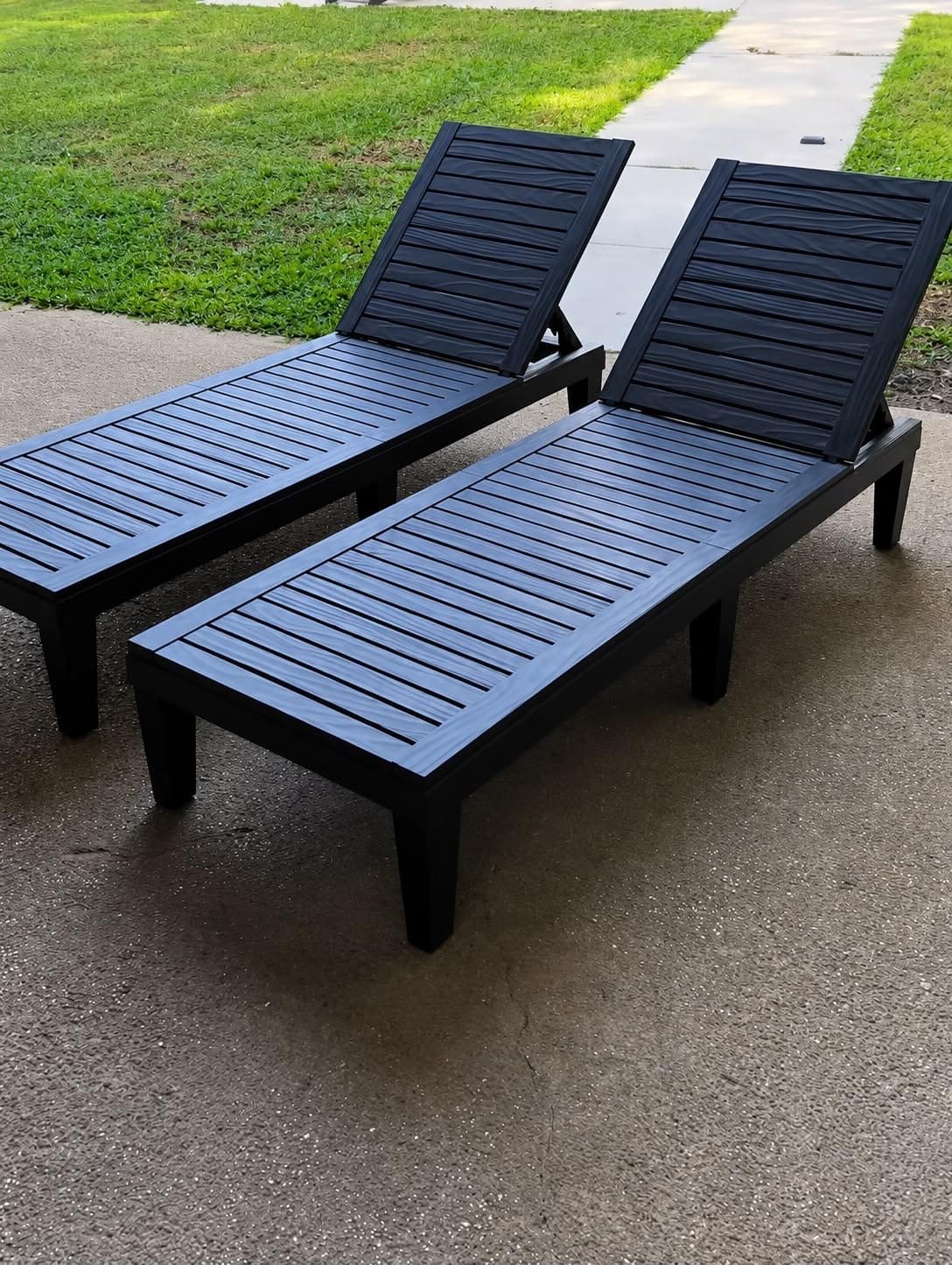 NUNU LAB Outdoor Chaise Lounge Chairs Set, Black, 2pcs | 5-Positions Adjustable, HDPE Resin, All-Weather, Ideal for Patio, Garden, Poolside, Beach. Sunbathing Recliner, Tanning Chair customer photo 2