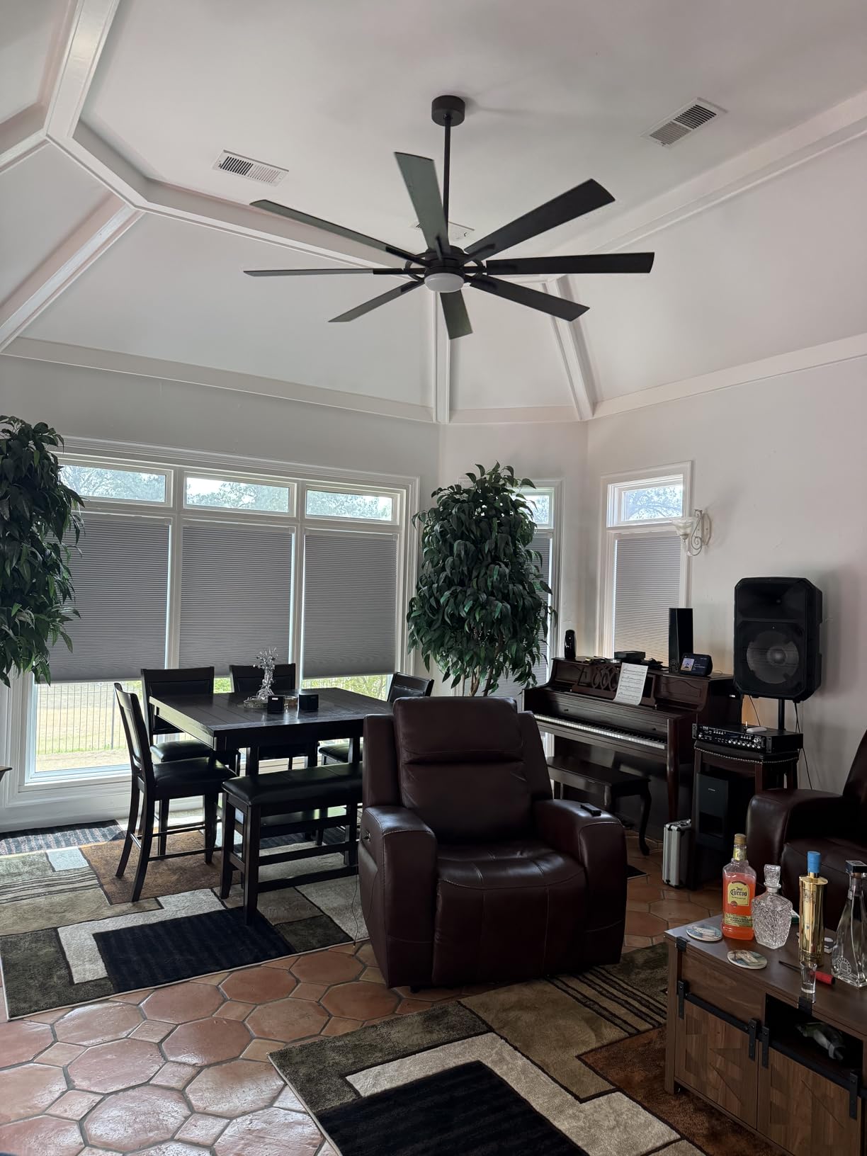 Large Ceiling Fans with Lights: Modern 72 Inch 8 Blade Outdoor Ceiling Fan with Remote APP Control - Dimmable Black Big Fan Light Indoor Reversible 6 Speed Quiet DC Motor customer photo 1