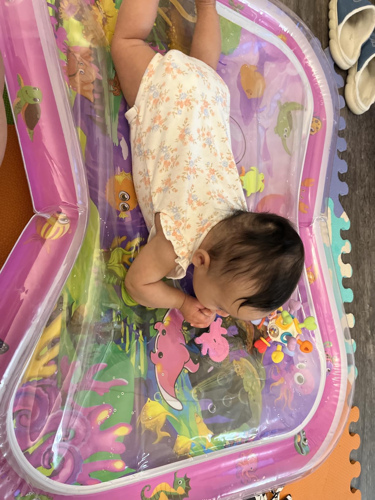 Baby Water Mat, 27x20in Inflatable Tummy Time Watermat with Climate Pledge Friendly, Safe Water Play Mat Sensory Toy for Infants 3-36 Months, Portable Travel Water Pad for Baby Gift (Pink) customer photo 2