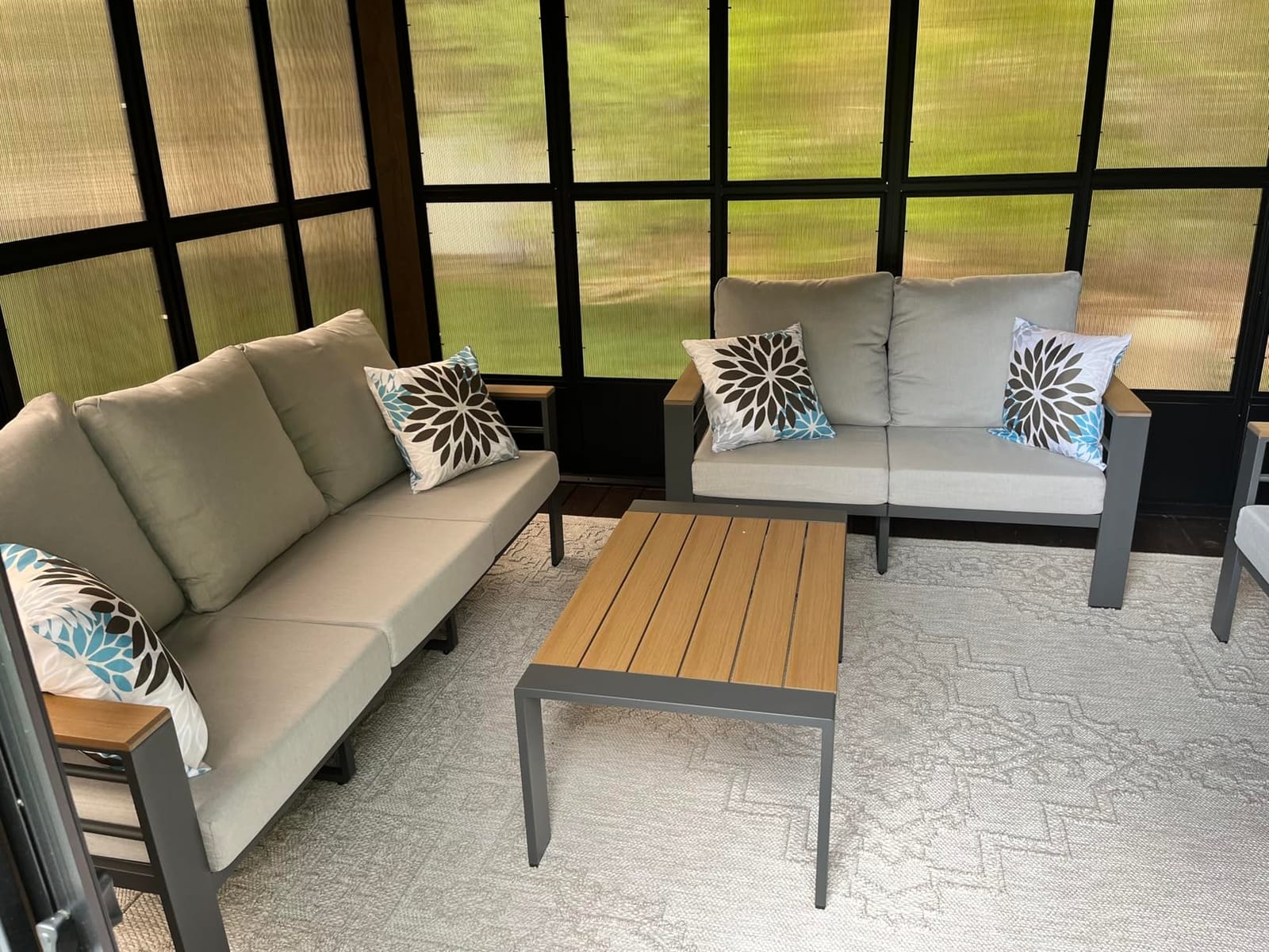 Aoxun Aluminum Patio Furniture Set 7 Seats, Oversized Outdoor Sectional with Washable Thick Cushions, Coffee Table, Patio Conversation Sets for Porch, Balcony, Deck, Dark Gray customer photo 1
