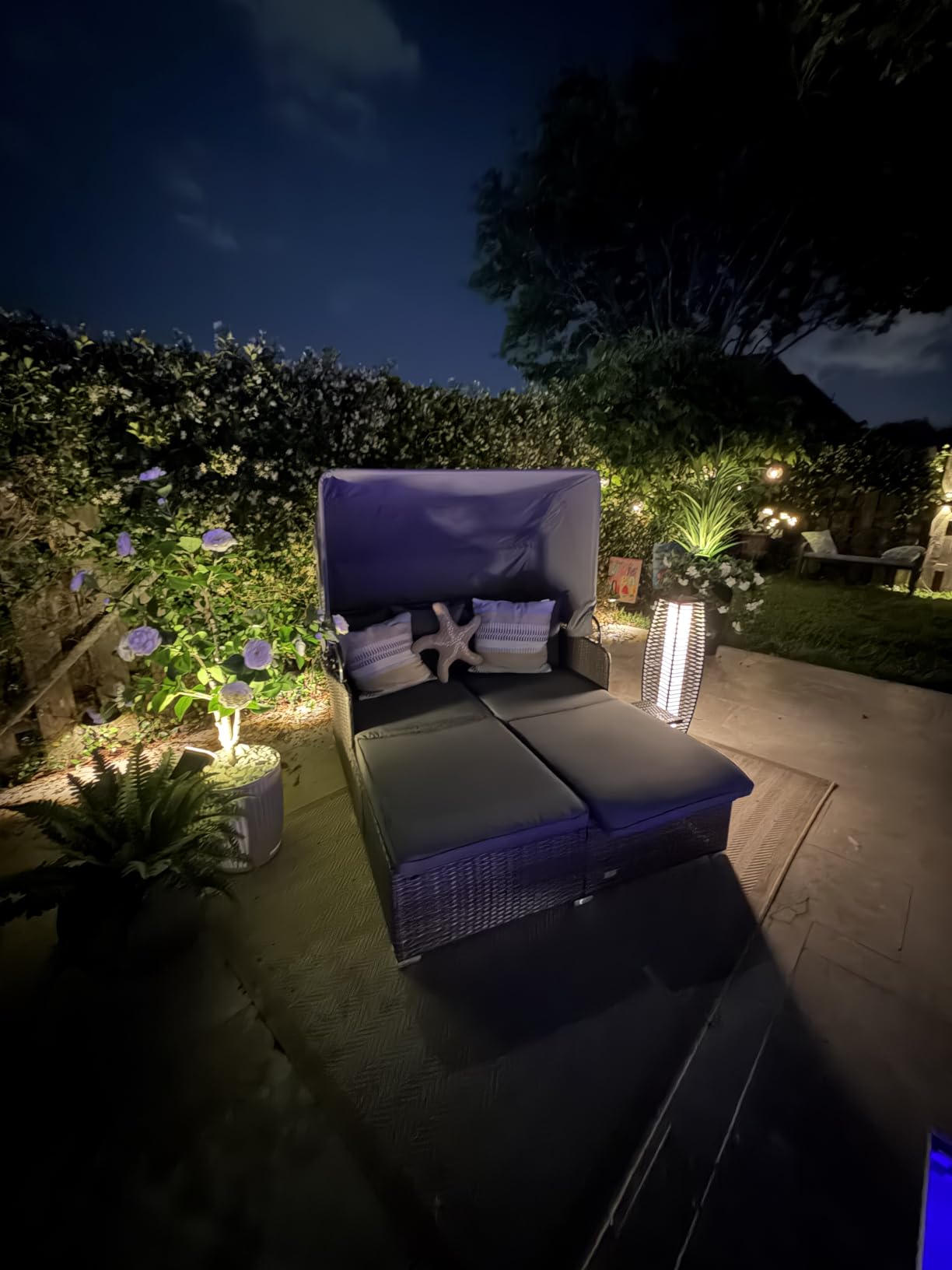 Grand patio Solar Outdoor Floor Lamp, Waterproof Wicker Boho Patio Lantern with Warm LED Light, Cordless Solar Standing Light for Porch, Deck, Garden & Poolside Decor, Large Taurus customer photo 1