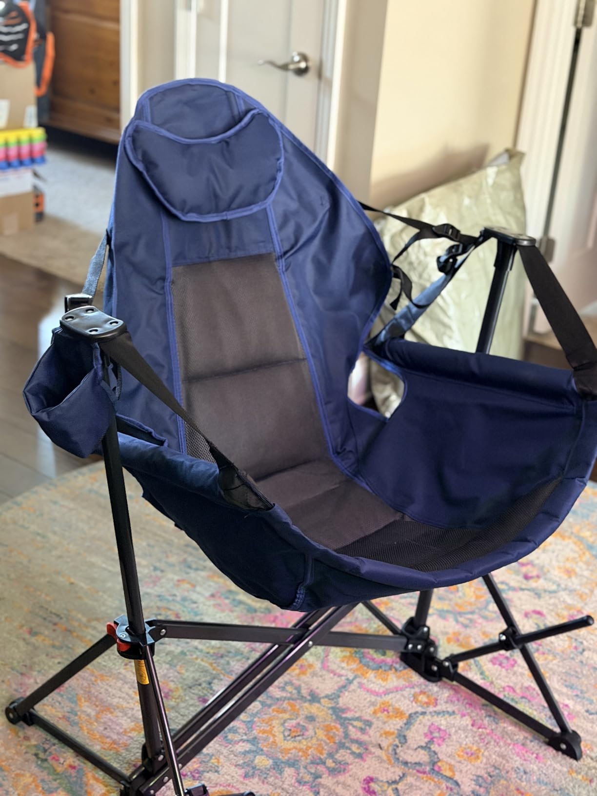 Ainfox Hammock Camping Chair with Footrest, Foldable Portable Rocking Chairs for Adults Outside Swinging Camp with Cup Holder Pillow for Outdoor Patio Poolside (Grey) customer photo 1