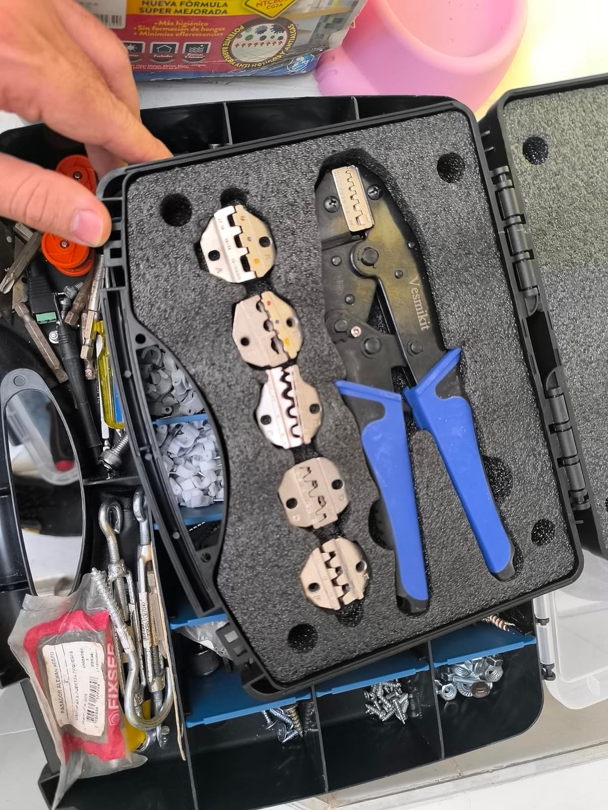 Crimping Tool Set 6PCS - Ratchet Wire Crimping Tool for Heat Shrink,Insulated Nylon,Non-Insulated,wire ferrules,Open Barrel Terminals,Solar Connectors - Crimper with 6 Interchangeable Die customer photo 1