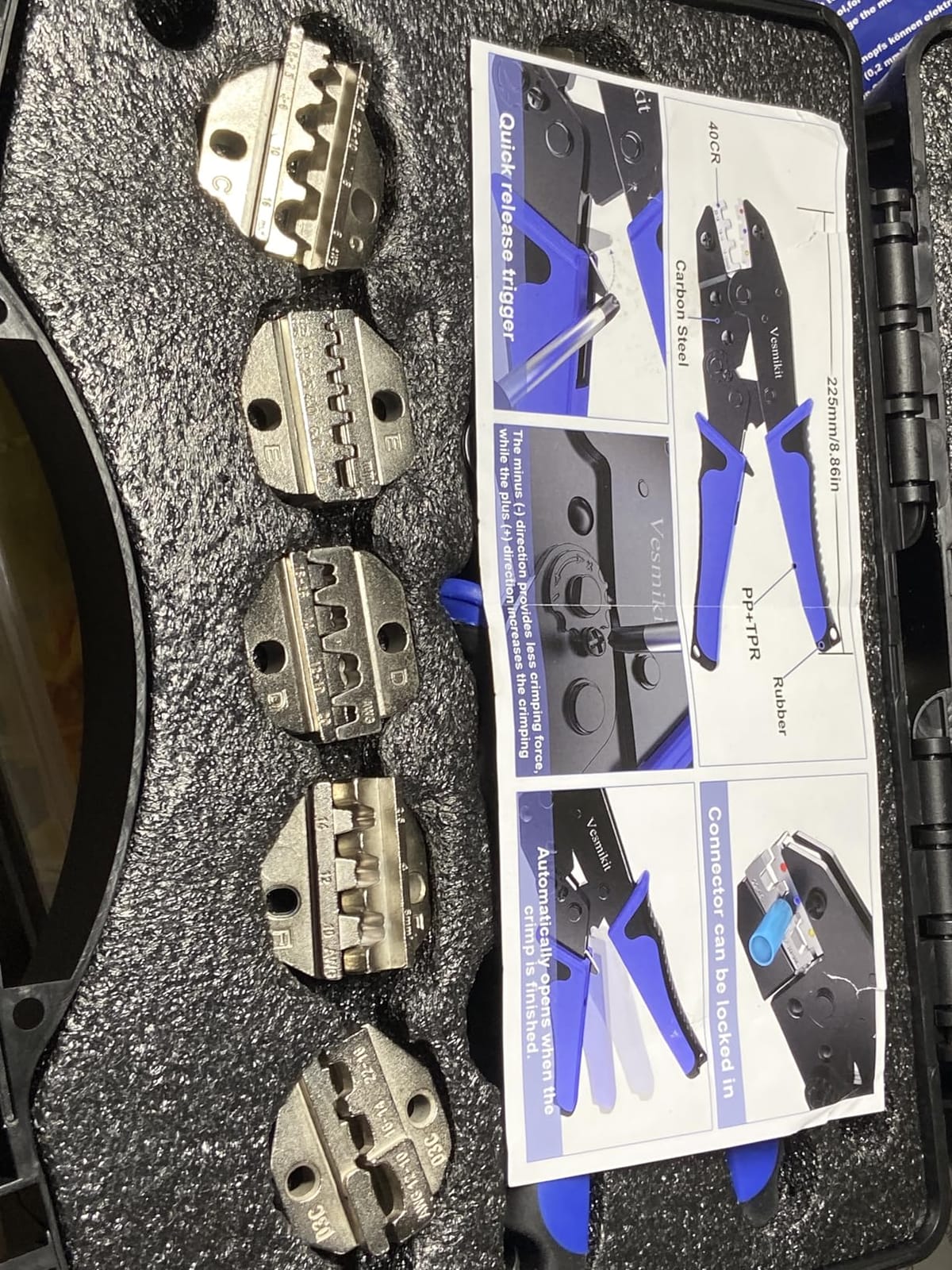 Crimping Tool Set 6PCS - Ratchet Wire Crimping Tool for Heat Shrink,Insulated Nylon,Non-Insulated,wire ferrules,Open Barrel Terminals,Solar Connectors - Crimper with 6 Interchangeable Die customer photo 2